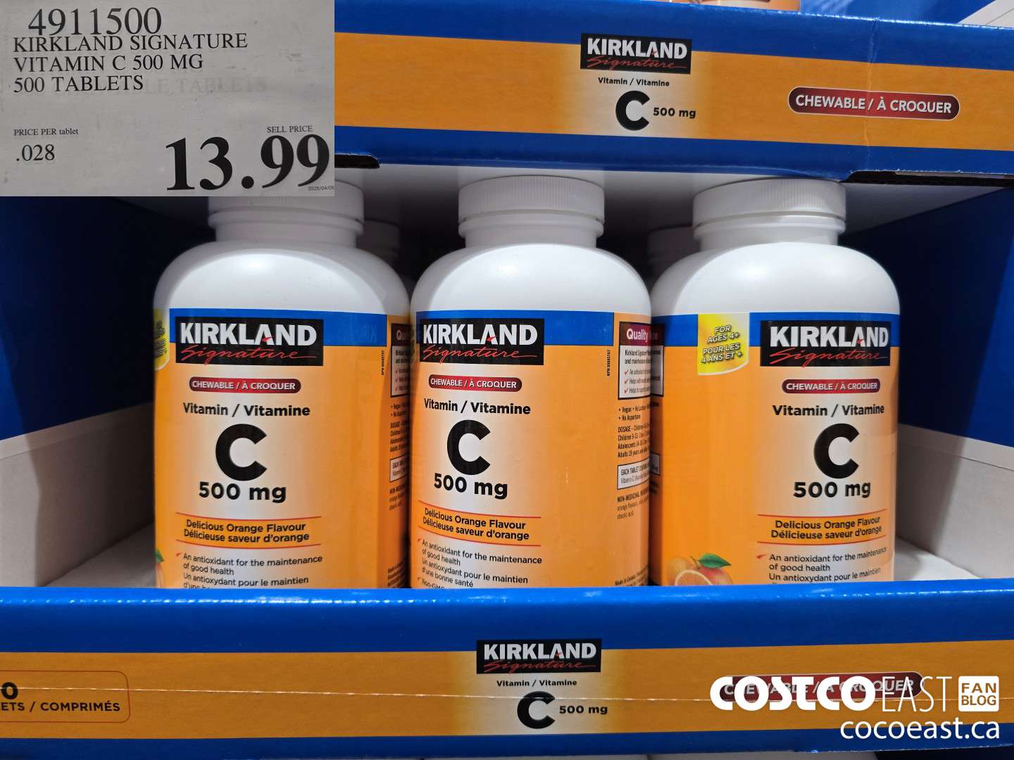 4911500 KIRKLAND SIGNATURE VITAMIN C 500 MG 500 TABLETS $13.99