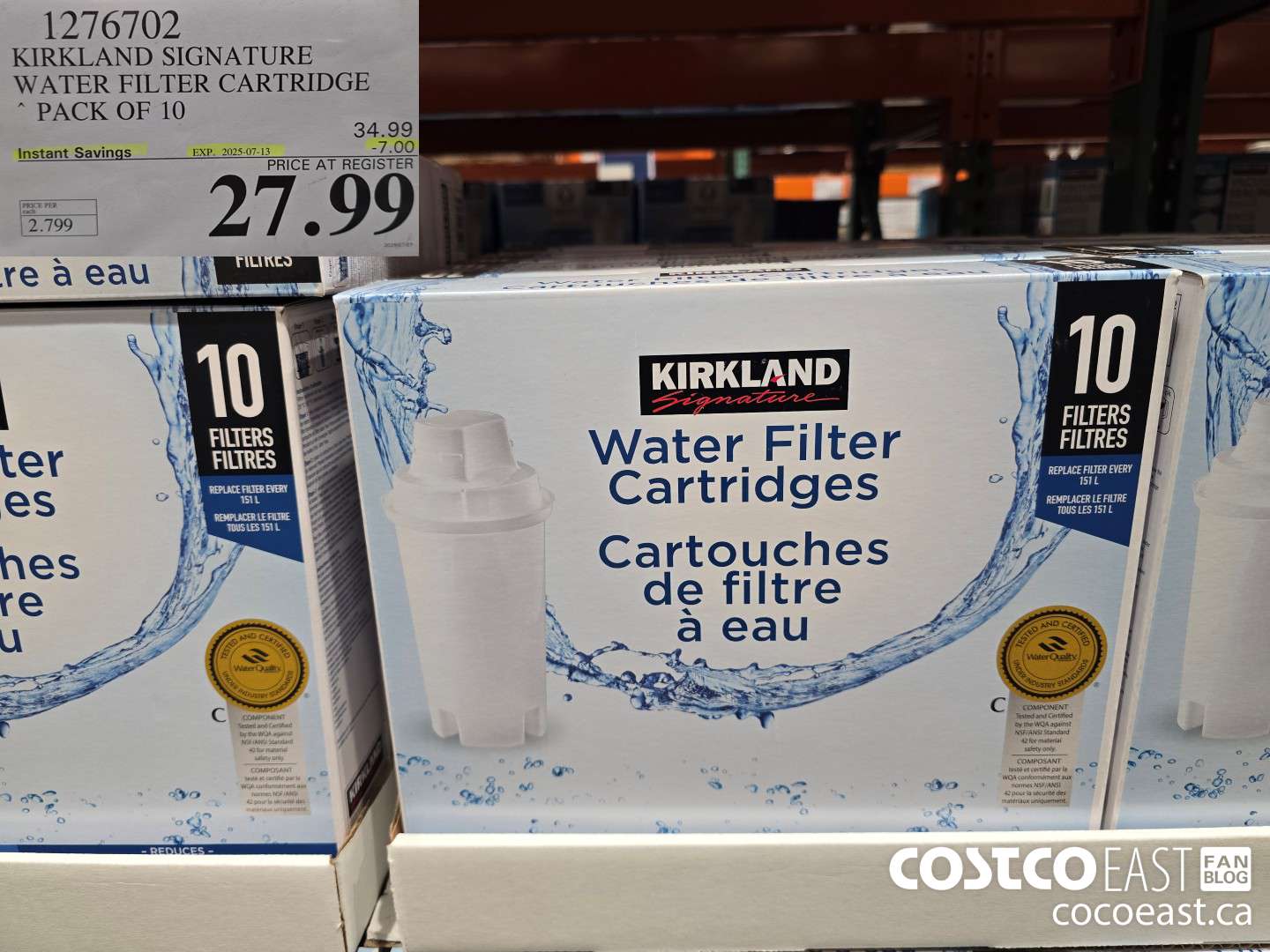 1276702 KIRKLAND SIGNATURE WATER FILTER CARTRIDGE PACK OF 10 ($7.00 INSTANT SAVINGS EXPIRES ON 2025-07-13) $27.99