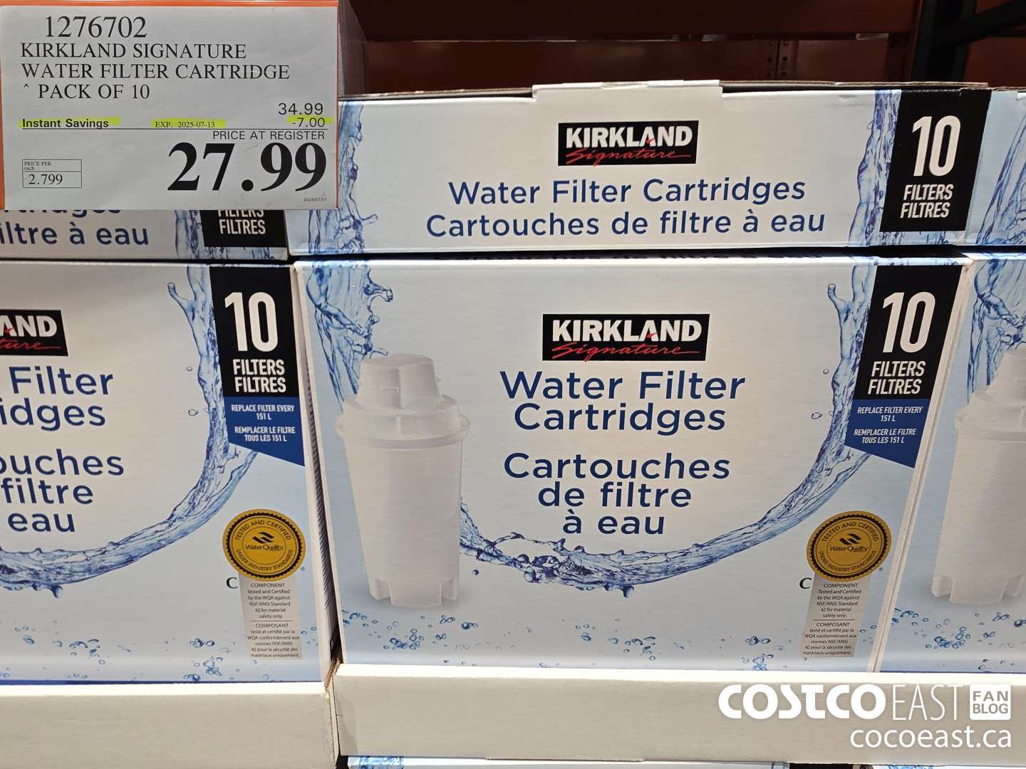 1276702 KIRKLAND SIGNATURE WATER FILTER CARTRIDGE PACK OF 10 ($7.00 INSTANT SAVINGS EXPIRES ON 2025-07-13) $27.99