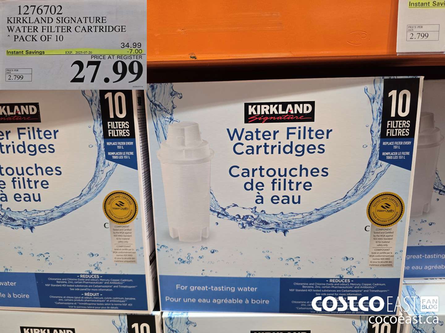 1276702 KIRKLAND SIGNATURE WATER FILTER CARTRIDGE PACK OF 10 ($7.00 INSTANT SAVINGS EXPIRES ON 2025-07-20) $27.99