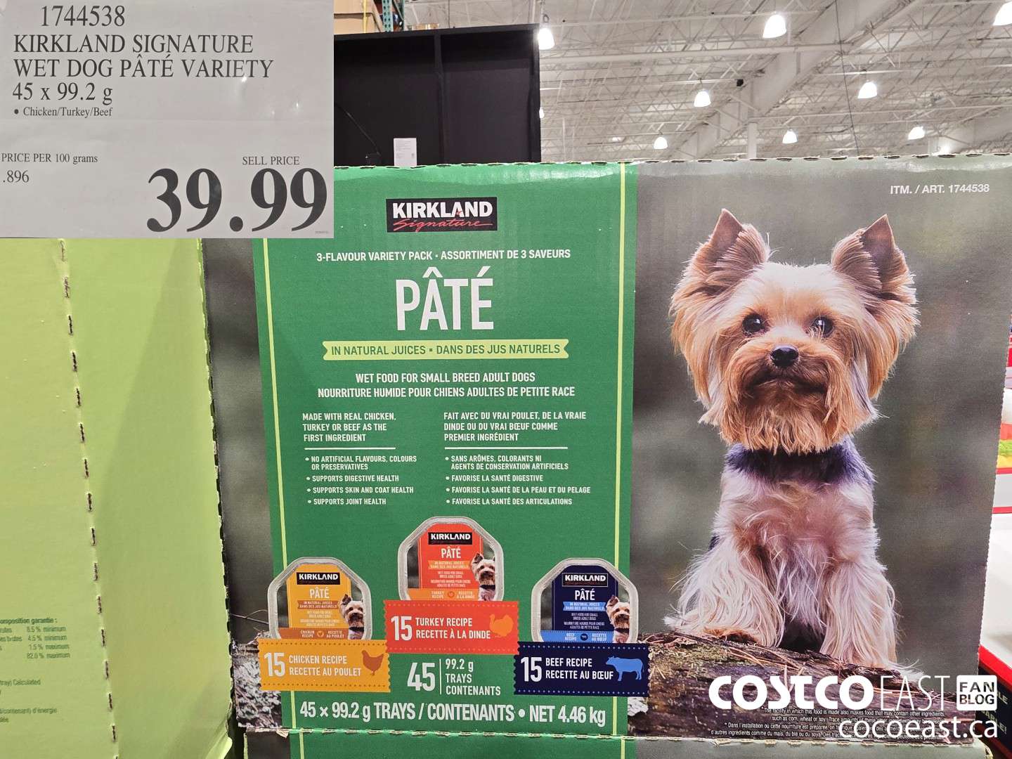 1744538 KIRKLAND SIGNATURE WET DOG PATE VARIETY 45 x 99.2 g $39.99