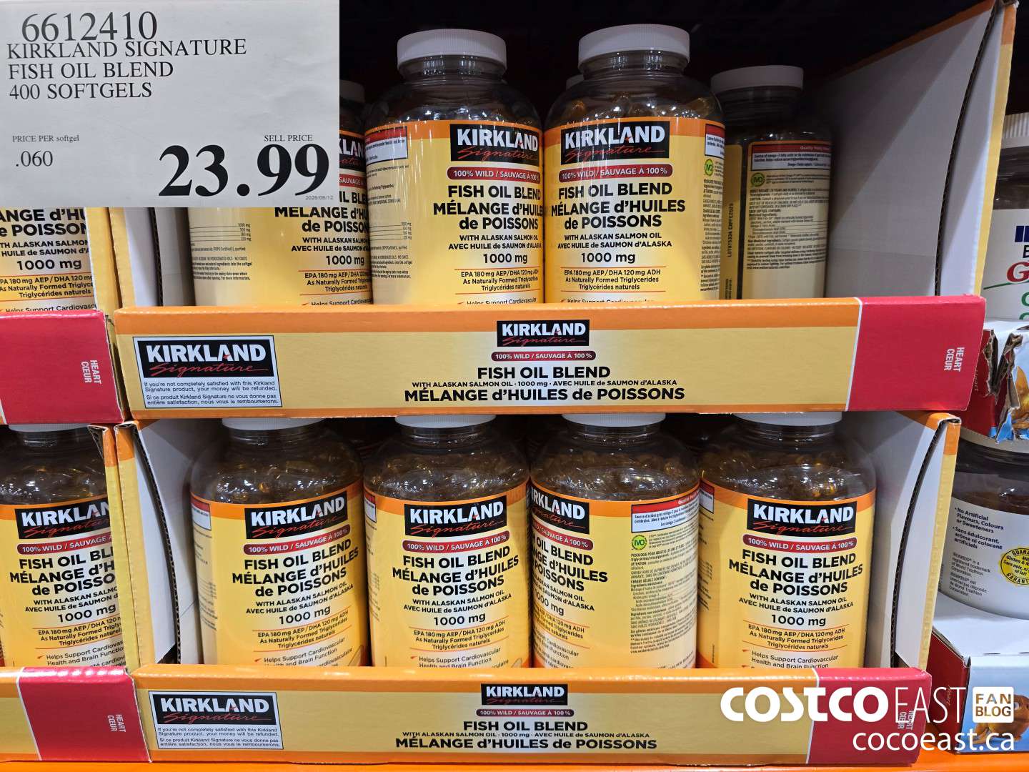 6612410 KIRKLAND SIGNATURE WILD FISH OIL BLEND - 400 SOFTGELS $23.99