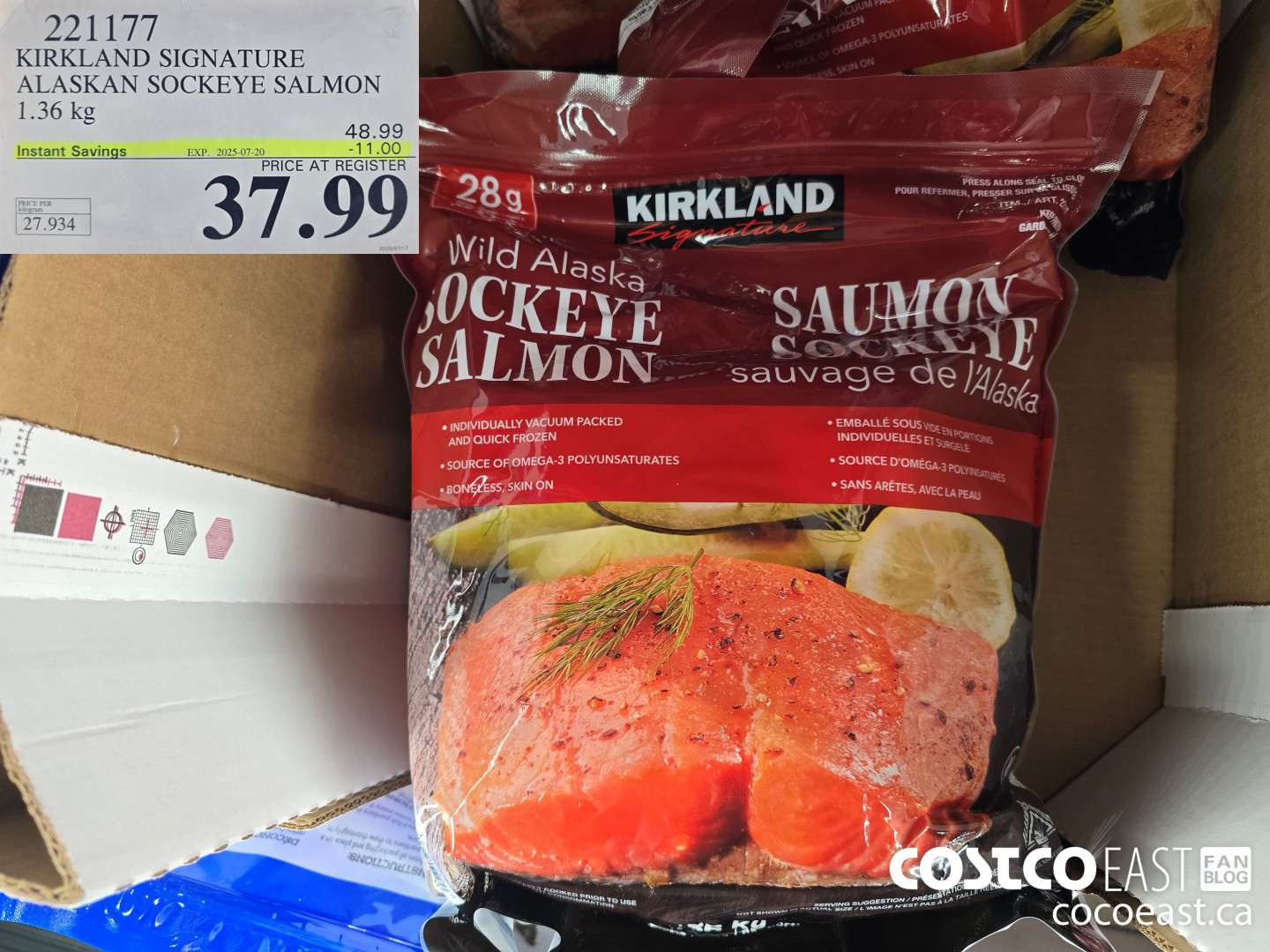 221177 KIRKLAND SIGNATURE WILD SOCKEYE SALMON 1.36 kg ($11.00 INSTANT SAVINGS EXPIRES ON 2025-07-20) $37.99