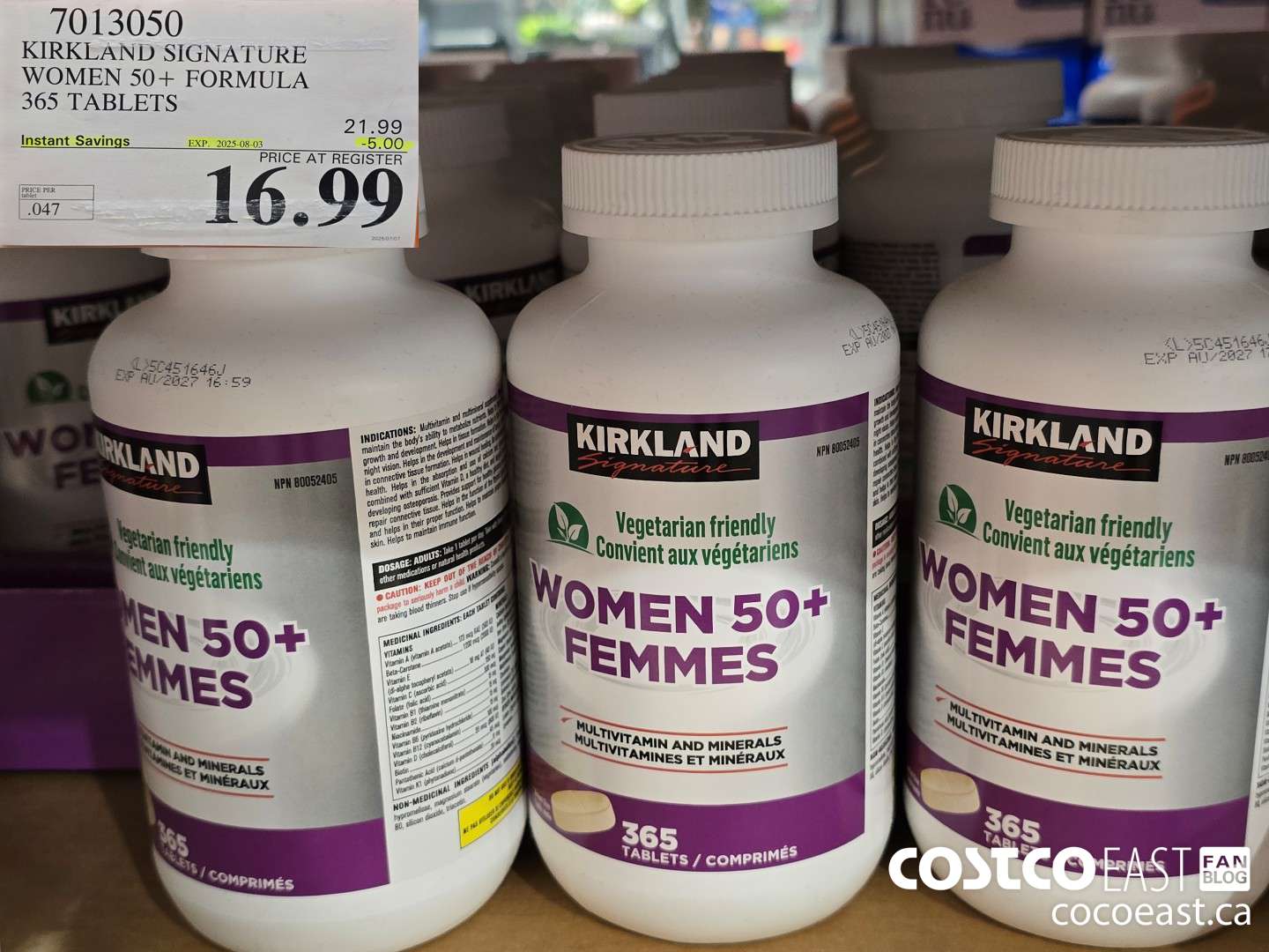 7013050 KIRKLAND SIGNATURE WOMEN 50+ FORMULA 365 TABLETS ($5.00 INSTANT SAVINGS EXPIRES ON 2025-08-03) $16.99