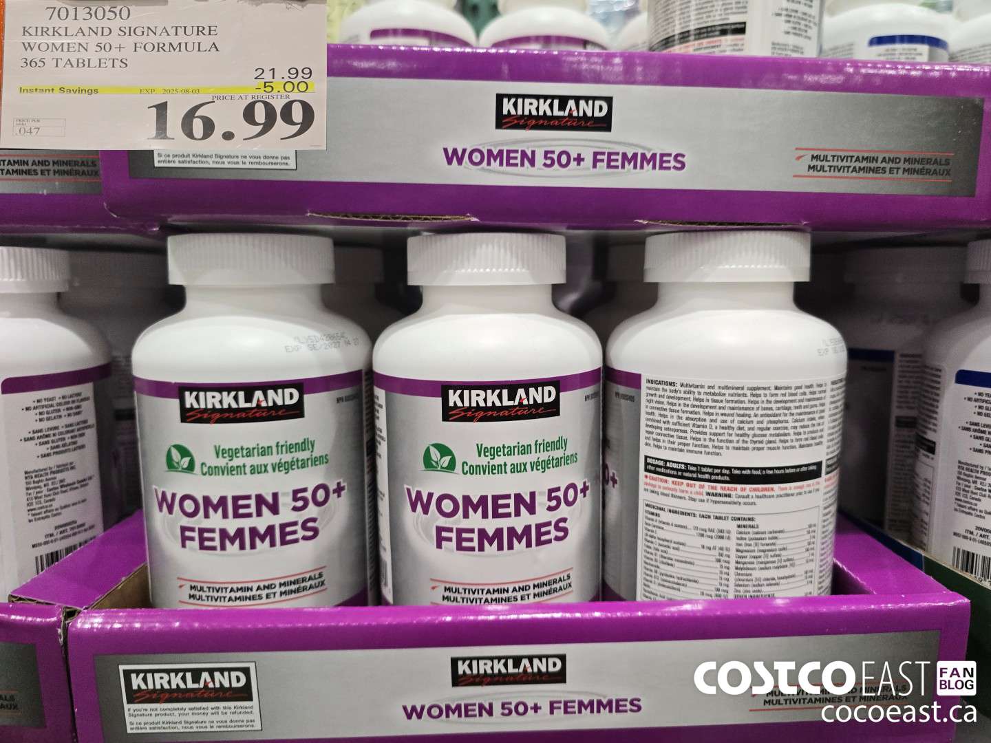 7013050 KIRKLAND SIGNATURE WOMEN 50+ FORMULA 365 TABLETS ($5.00 INSTANT SAVINGS EXPIRES ON 2025-08-03) $16.99