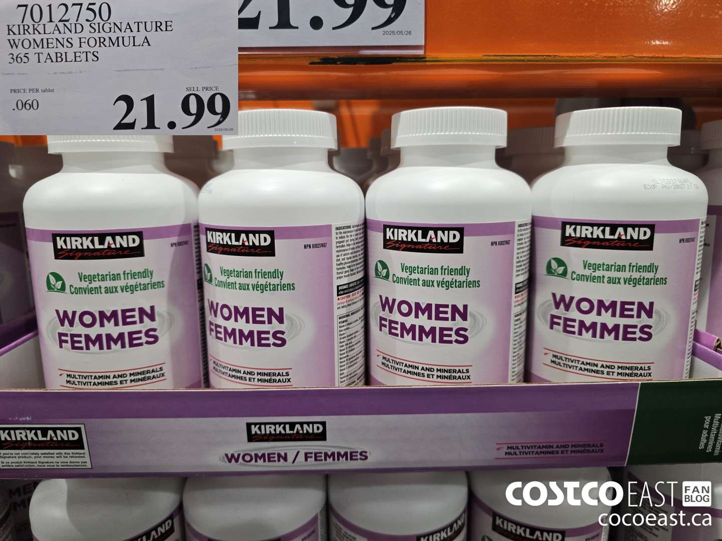 7012750 KIRKLAND SIGNATURE WOMEN FORMULA 365 TABLETS $21.99