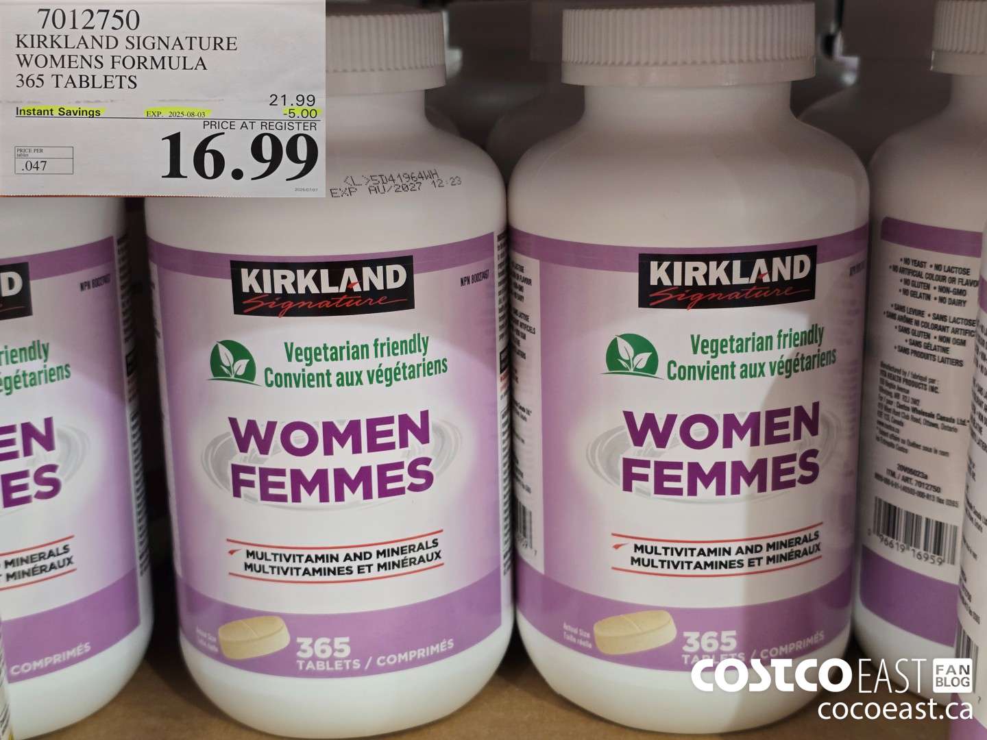 7012750 KIRKLAND SIGNATURE WOMEN FORMULA 365 TABLETS ($5.00 INSTANT SAVINGS EXPIRES ON 2025-08-03) $16.99