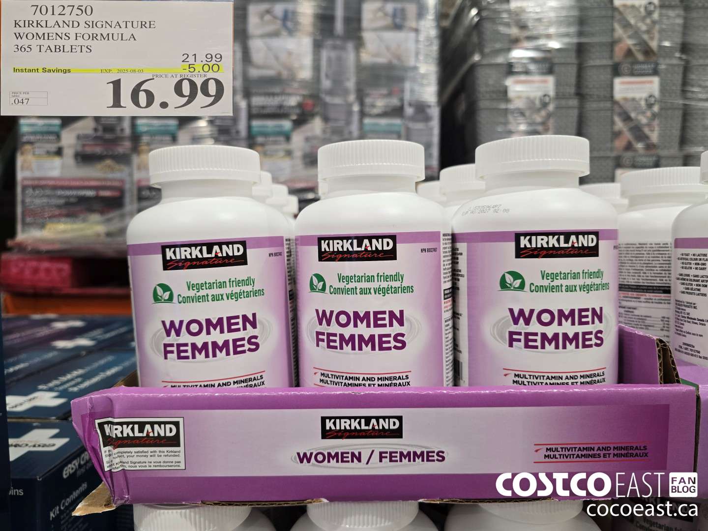 7012750 KIRKLAND SIGNATURE WOMEN FORMULA 365 TABLETS ($5.00 INSTANT SAVINGS EXPIRES ON 2025-08-03) $16.99