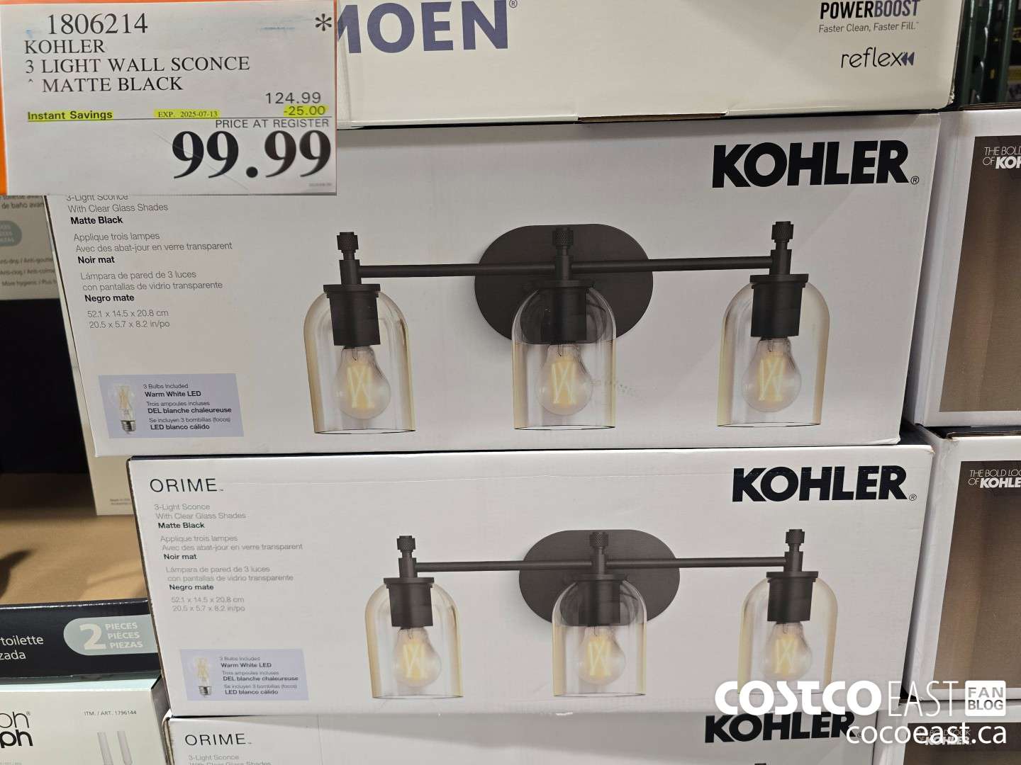 1806214 KOHLER 3 LIGHT WALL SCONCE ~ MATTE BLACK ($25.00 INSTANT SAVINGS EXPIRES ON 2025-07-13) $99.99