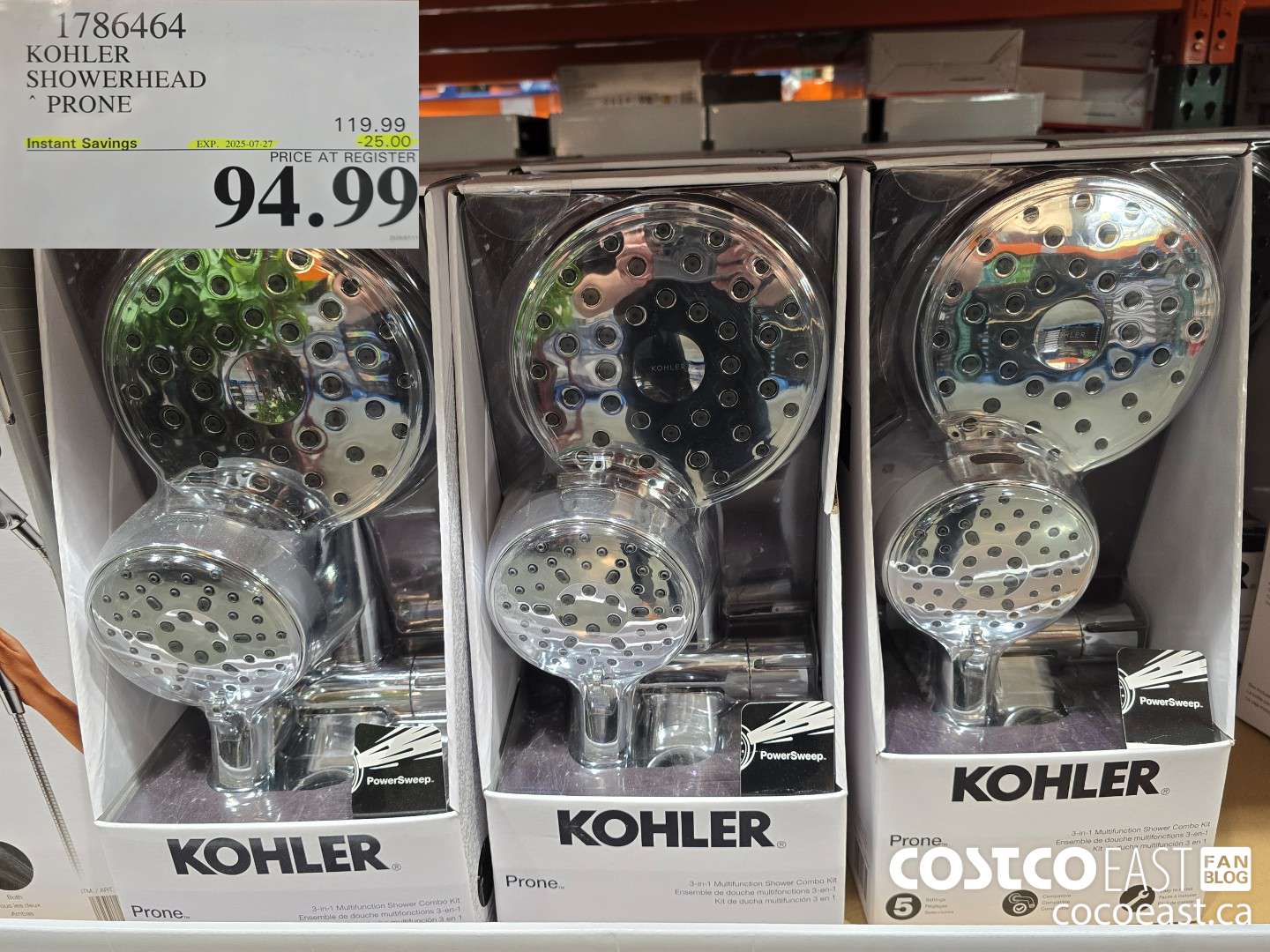 1786464 KOHLER SHOWERHEAD PRONE ($25.00 INSTANT SAVINGS EXPIRES ON 2025-07-27) $94.99