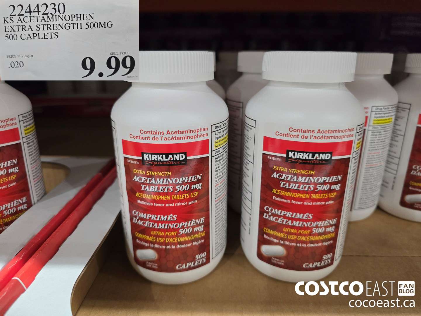 2244230 KS ACETAMINOPHEN EXTRA STRENGTH 500MG 500 CAPLETS $9.99