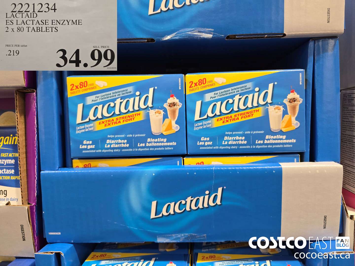 2221234 LACTAID ES LACTASE ENZYME 2 x 80 TABLETS $34.99