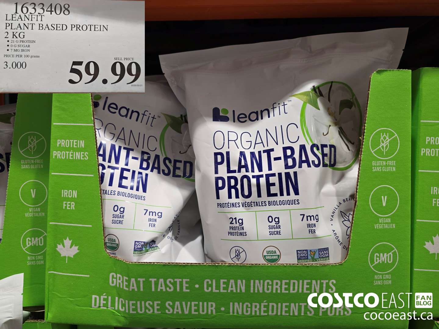 1633408 LEANFIT PLANT BASED PROTEIN 2 KG $59.99