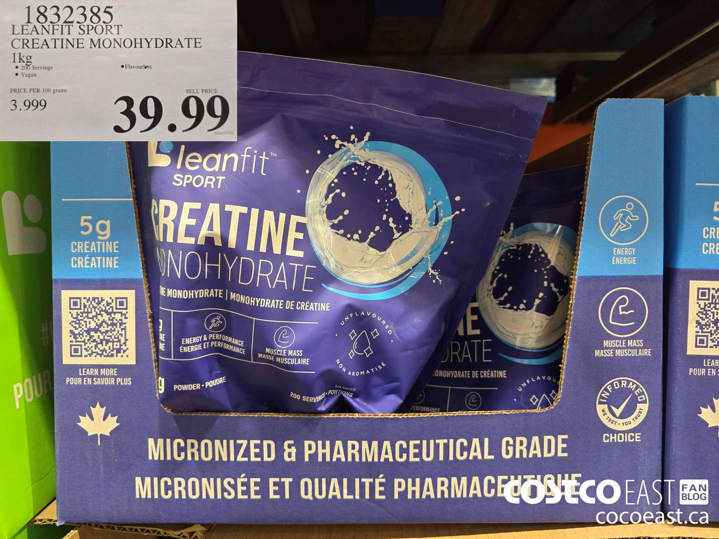 1832385 LEANFIT SPORT CREATINE MONOHYDRATE 1 KG $39.99