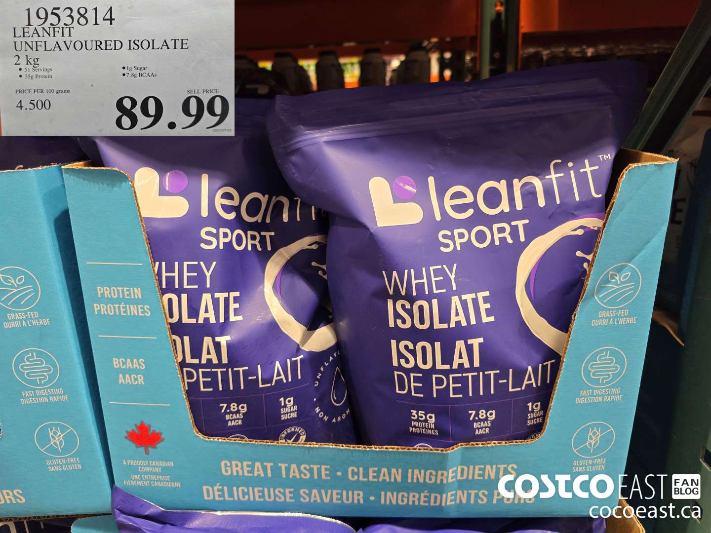 1953814 LEANFIT UNFLAVOURED ISOLATE 2 KG $89.99