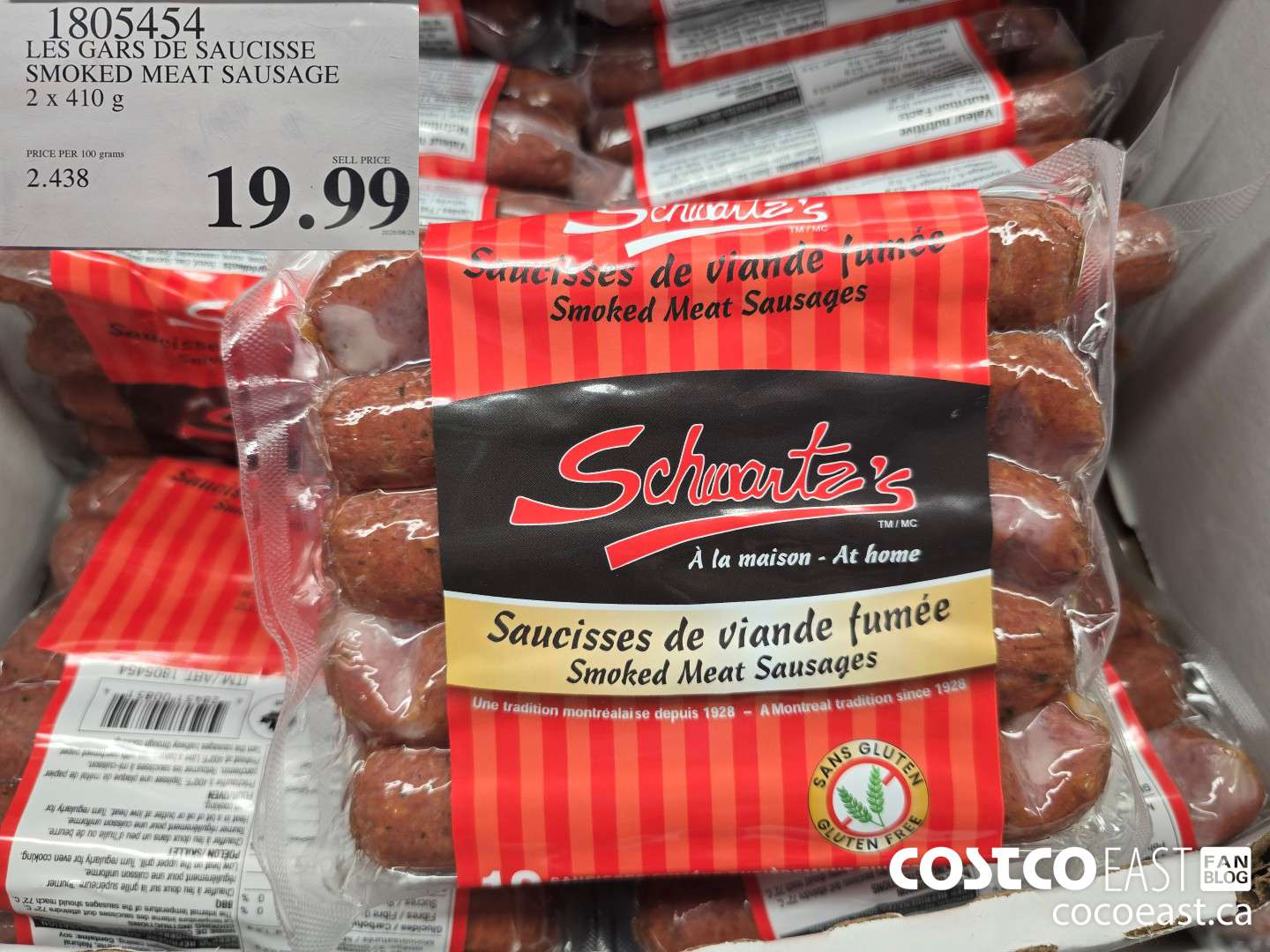 1805454 LES GARS DE SAUCISSE SMOKED MEAT SAUSAGE 2x410g $19.99