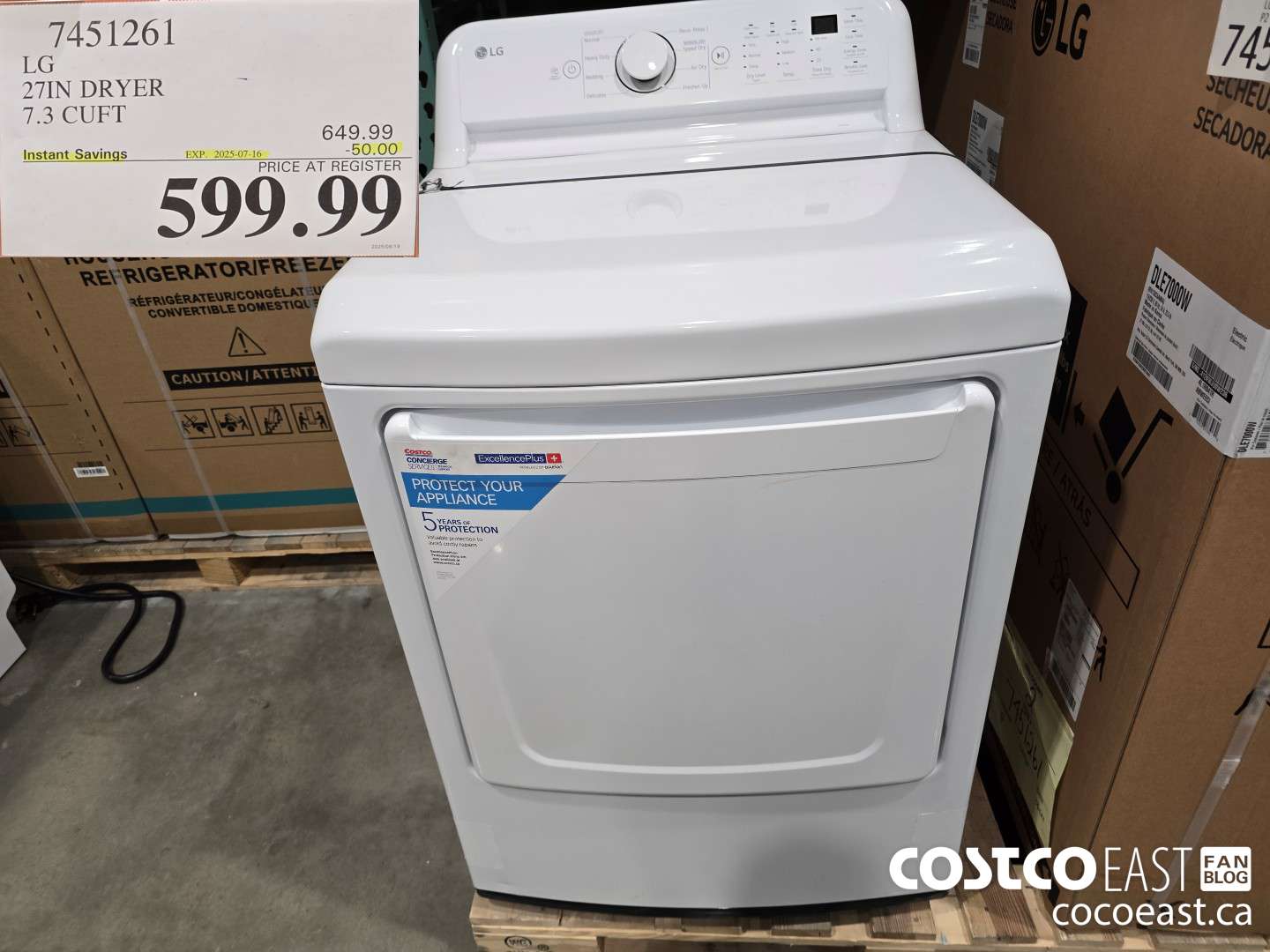 7451261 LG 27IN DRYER 7.3 CUFT ($50.00 INSTANT SAVINGS EXPIRES ON 2025-07-16) $599.99