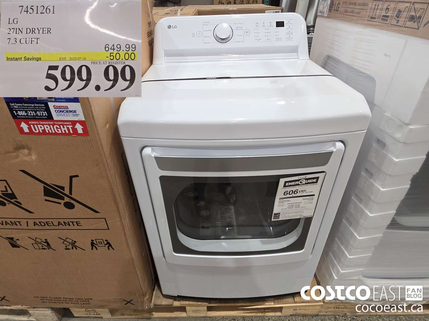 7451261 LG 27IN DRYER 7.3 CUFT ($50.00 INSTANT SAVINGS EXPIRES ON 2025-07-16) $599.99