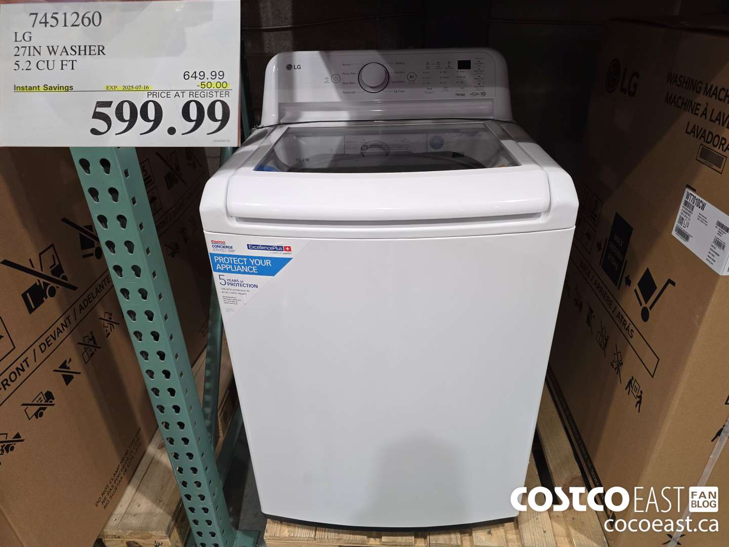 7451260 LG 27IN WASHER 5.2 CUFT ($50.00 INSTANT SAVINGS EXPIRES ON 2025-07-16) $599.99