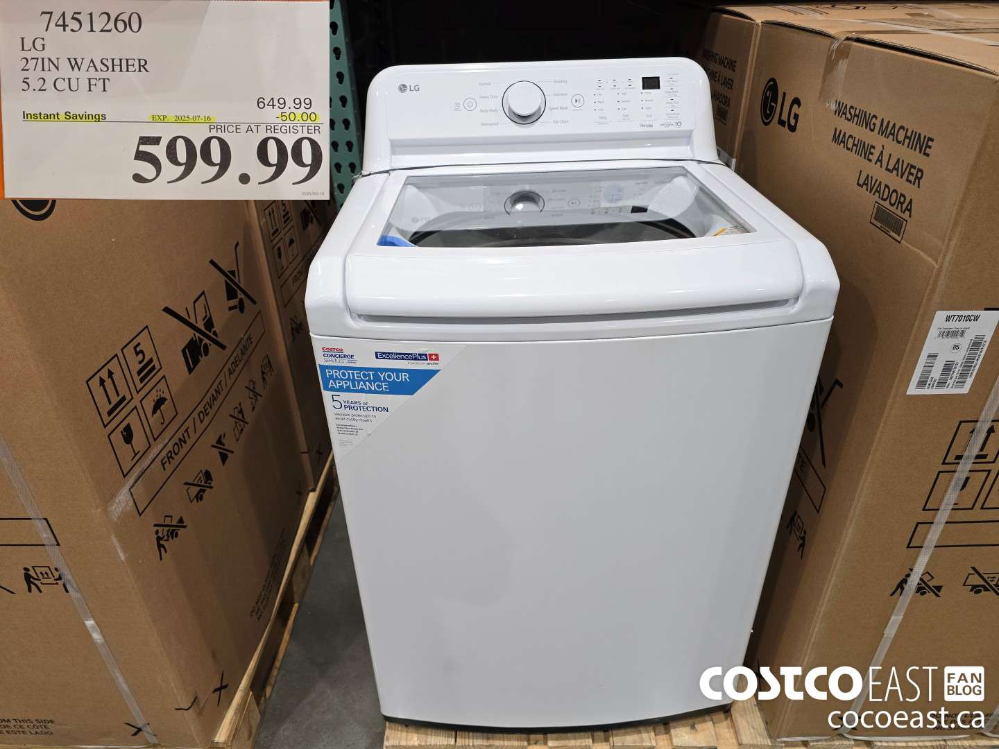 7451260 LG 27IN WASHER 5.2 CUFT ($50.00 INSTANT SAVINGS EXPIRES ON 2025-07-16) $599.99