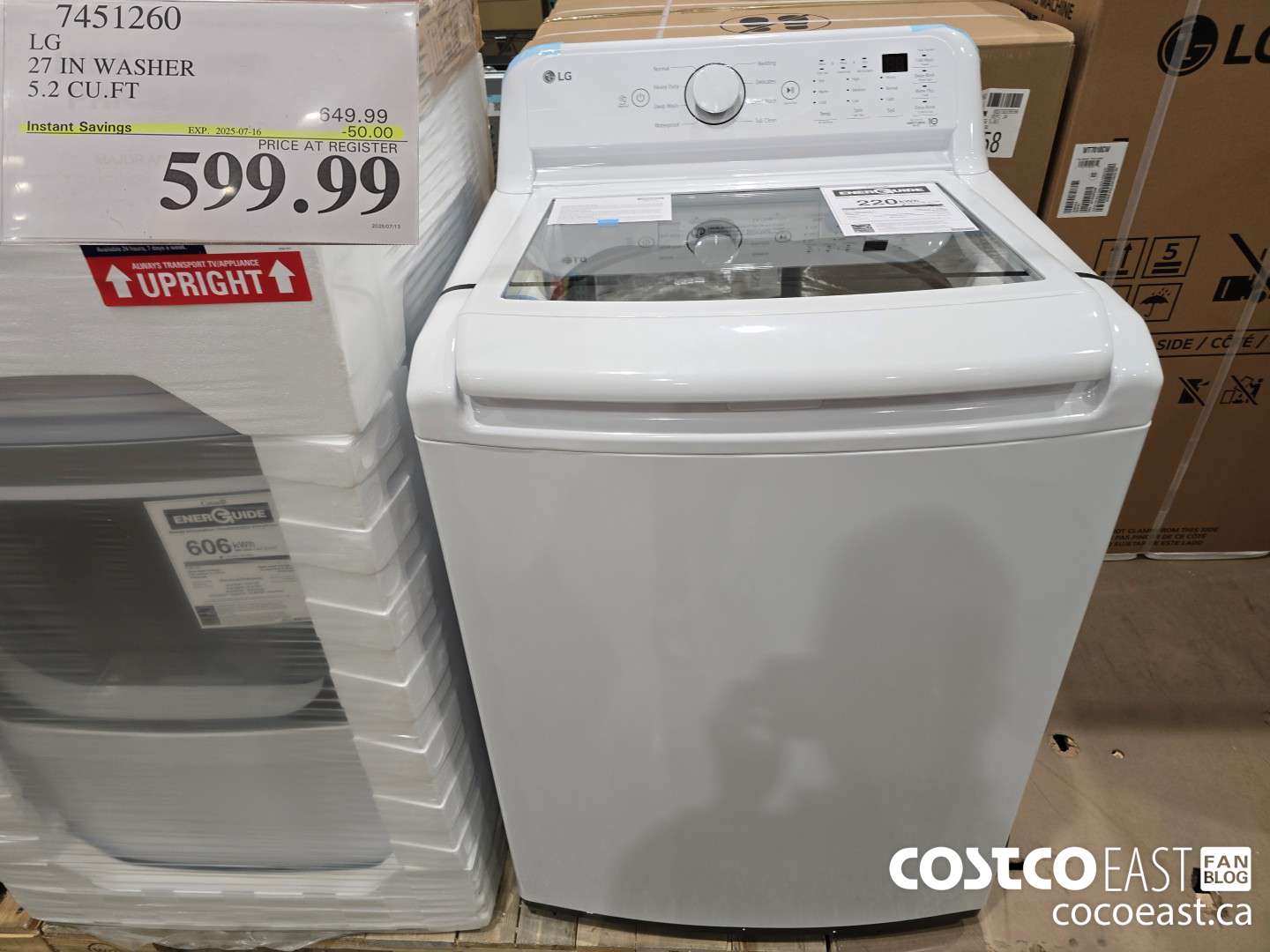 7451260 LG 27IN WASHER 5.2 CUFT ($50.00 INSTANT SAVINGS EXPIRES ON 2025-07-16) $599.99