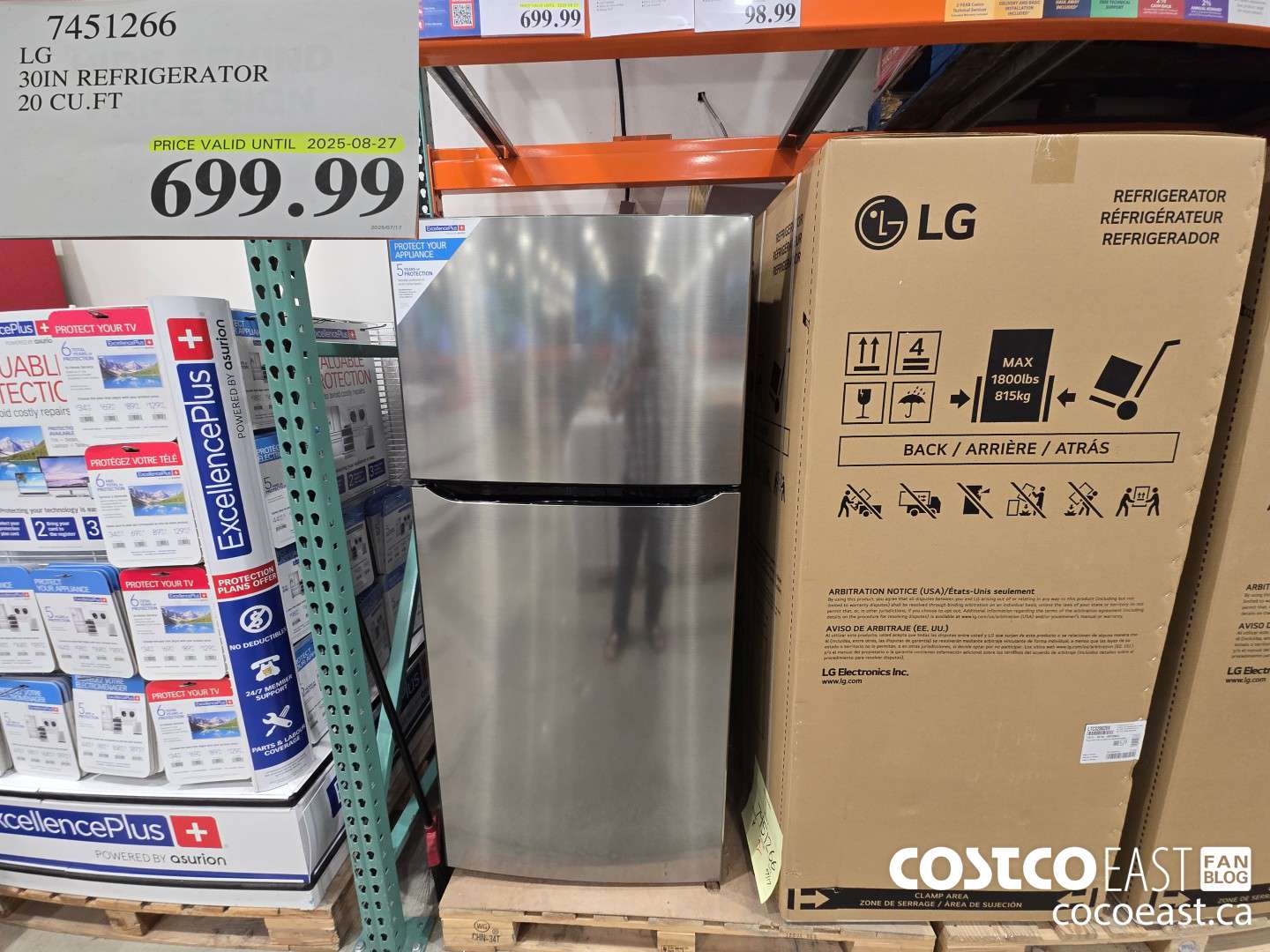 7451266 LG 30 IN. REFRIGERATOR 20 cuft $699.99