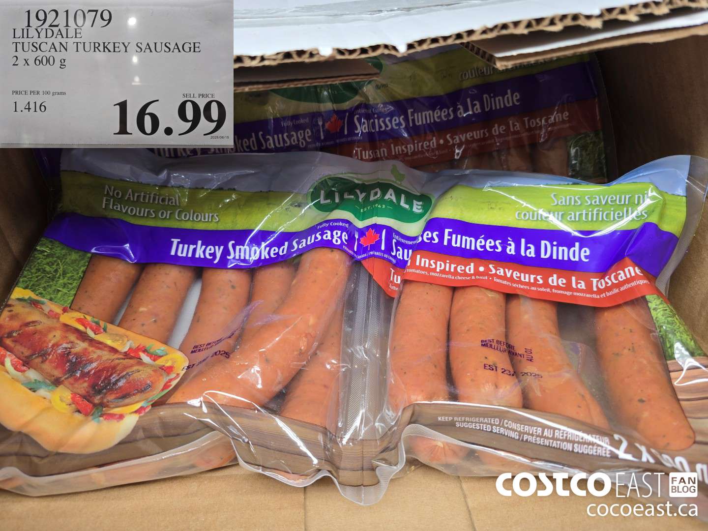 1921079 LILYDA TUSCAN’ TURKEY SAUSAGE 2 x 600 g $16.99