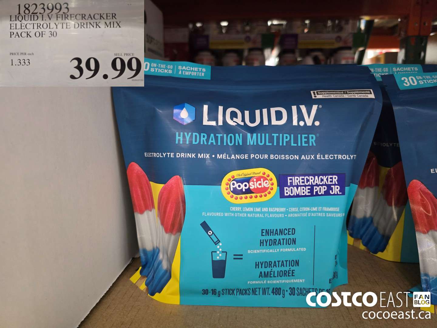 1823993 LIQUID I.V FIRECRACKER ELECTROLYTE DRINK MIX PACK OF 30 $39.99
