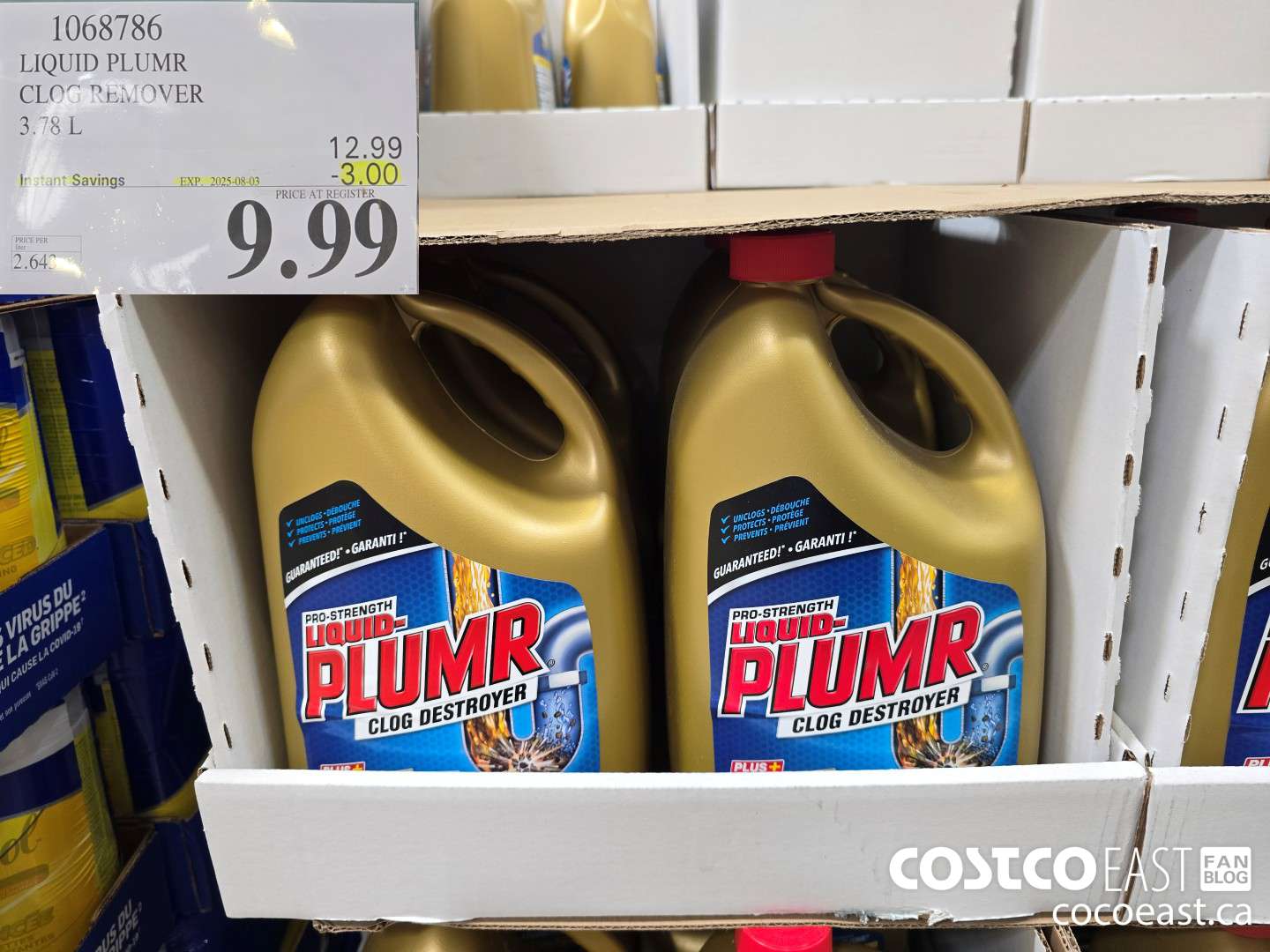 1068786 LIQUID PLUMR CLOG REMOVER 3.78 L ($3.00 INSTANT SAVINGS EXPIRES ON 2025-08-03) $9.99