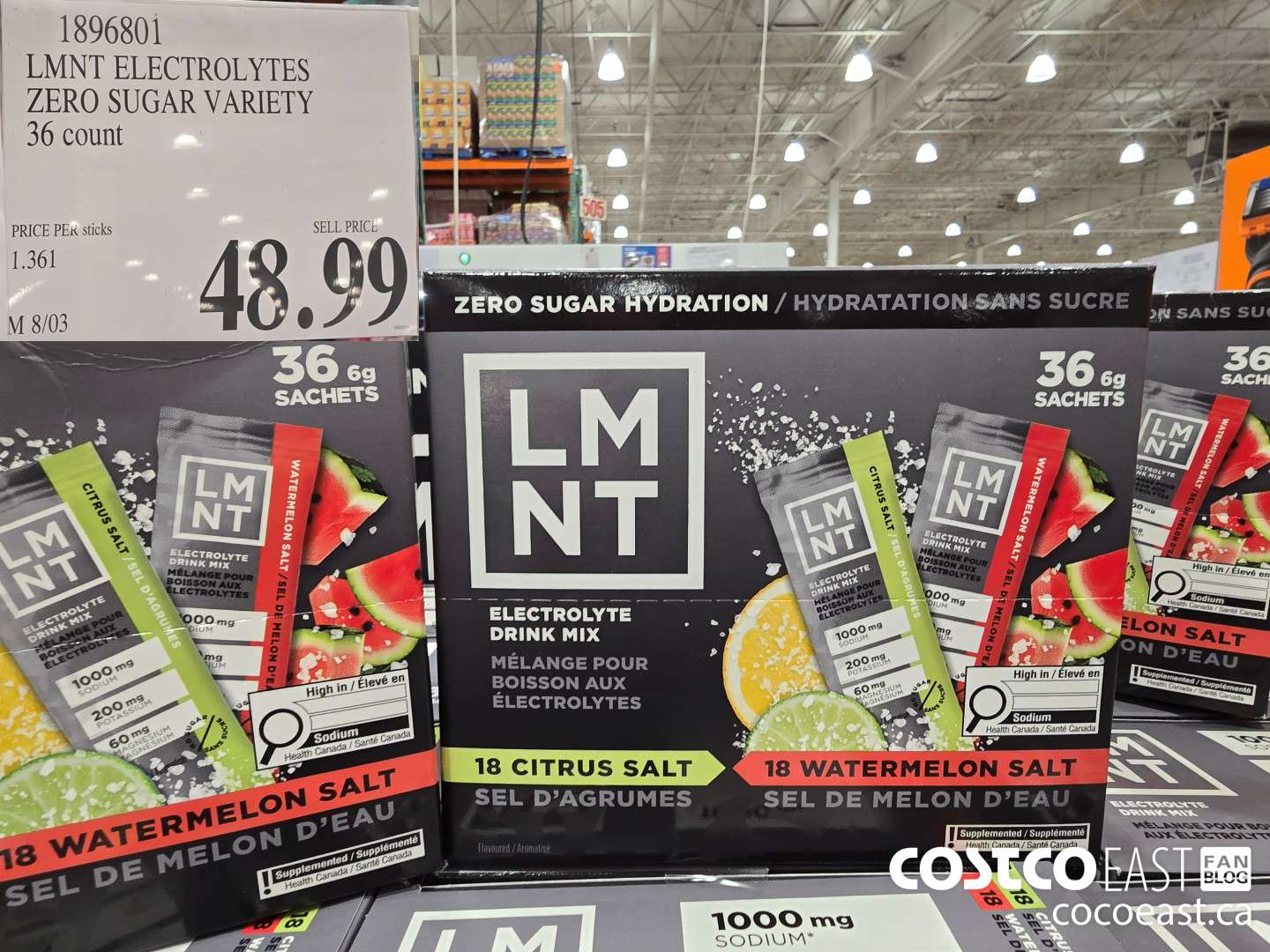 1896801 LMNT ELECTROLYTES ZERO SUGAR VARIETY 36 count $48.99