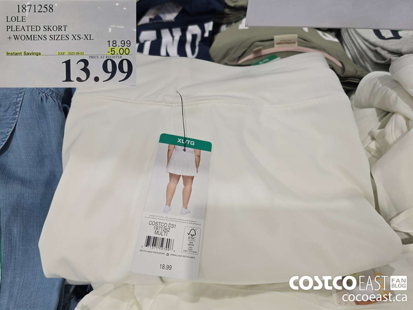 1871258 LOLE PLEATED SKORT +WOMENS SIZES XS-XL ($5.00 INSTANT SAVINGS EXPIRES ON 2025-07-13) $13.99