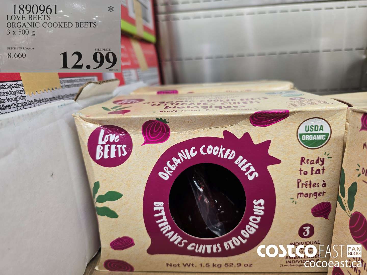 1890961 LOVE BEETS ORGANIC COOKED BEETS 3 X 500 G $12.99
