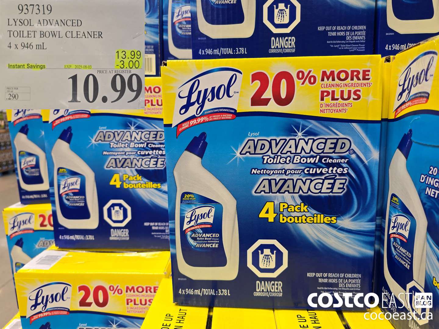 937319 LYSOL ADVANCED TOILET BOWL CLEANER 4 X 946 ML ($3.00 INSTANT SAVINGS EXPIRES ON 2025-08-03) $10.99