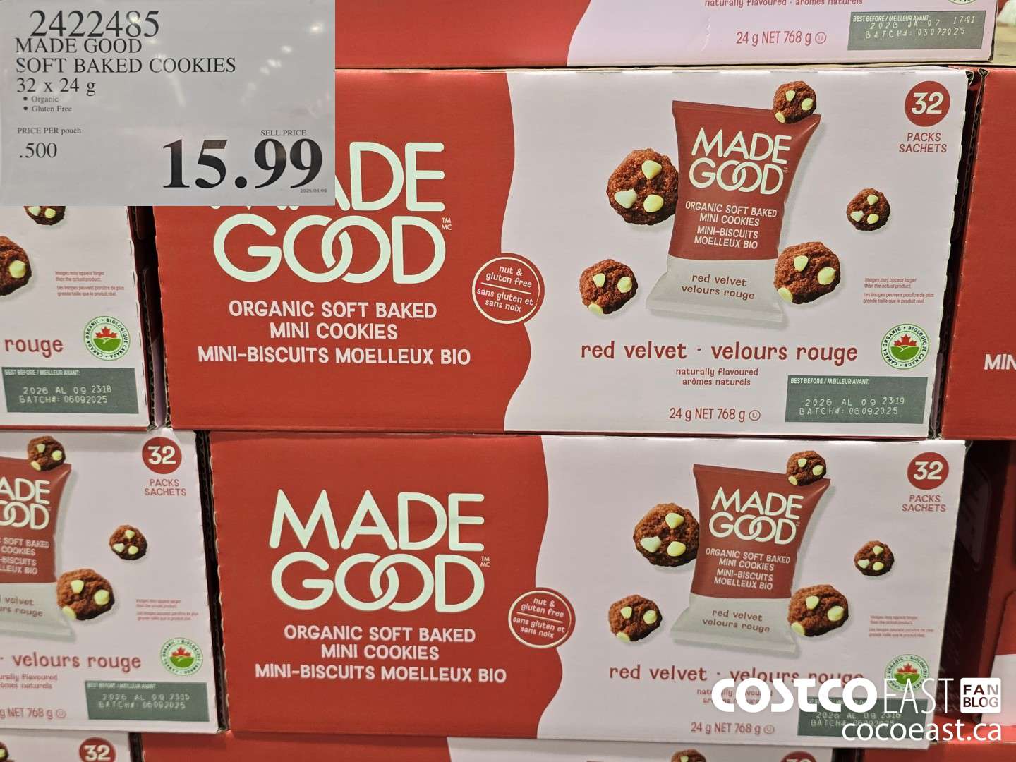 2422485 MADE GOOD SOFT BAKED COOKIES 32 X 24 G $15.99