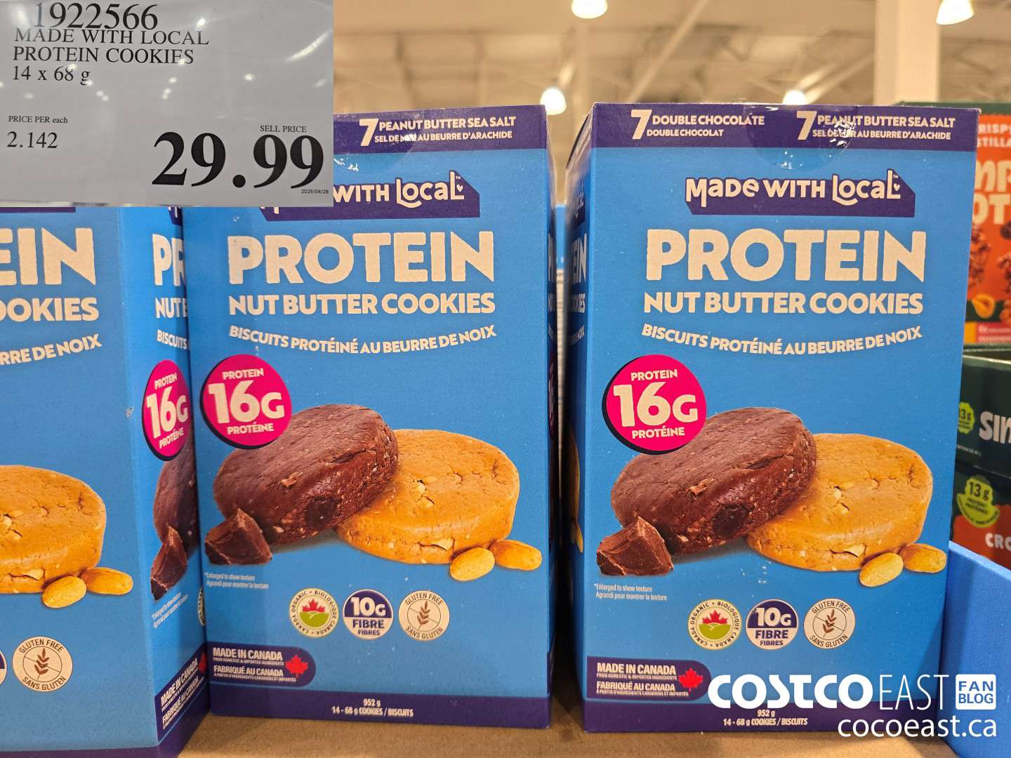 1922566 MADE WITH LOCAL PROTEIN COOKIES 14 x 68 g $29.99