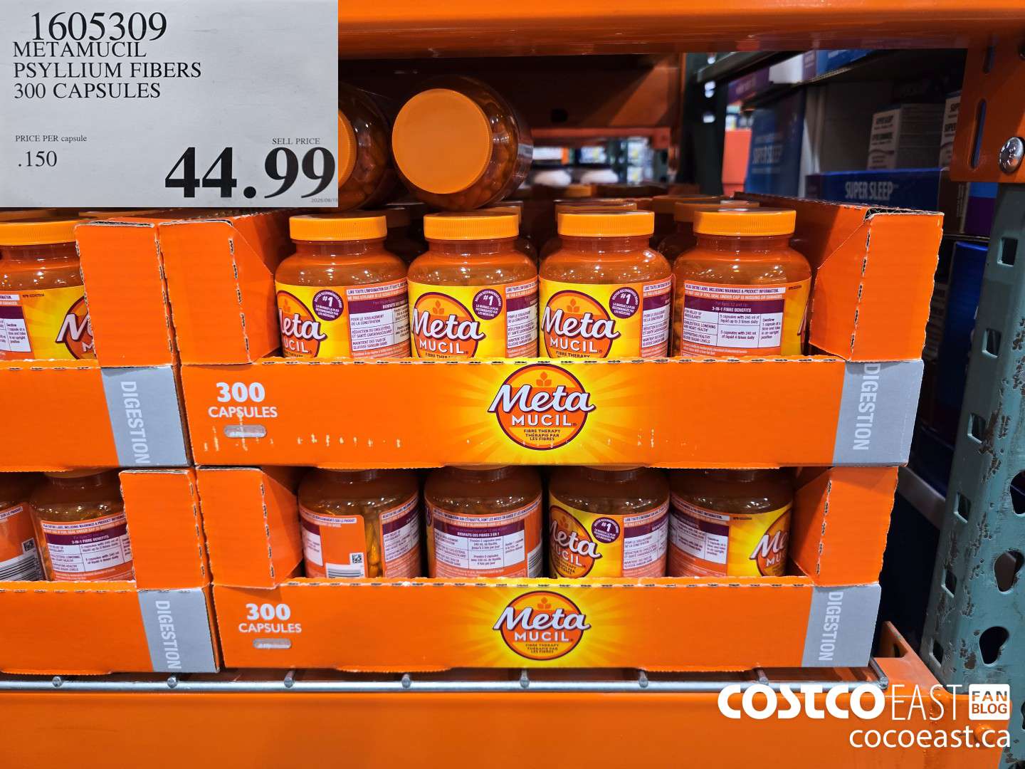 1605309 METAMUCIL PSYLLIUM FIBRES 300 CAPSULES $44.99