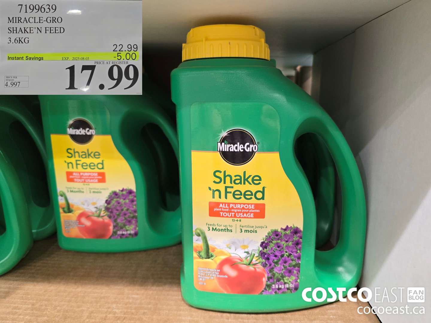 7199639 MIRACLE-GRO SHAKE'N FEED 3.6KG  ($5.00 INSTANT SAVINGS EXPIRES ON 2025-08-03) $17.99