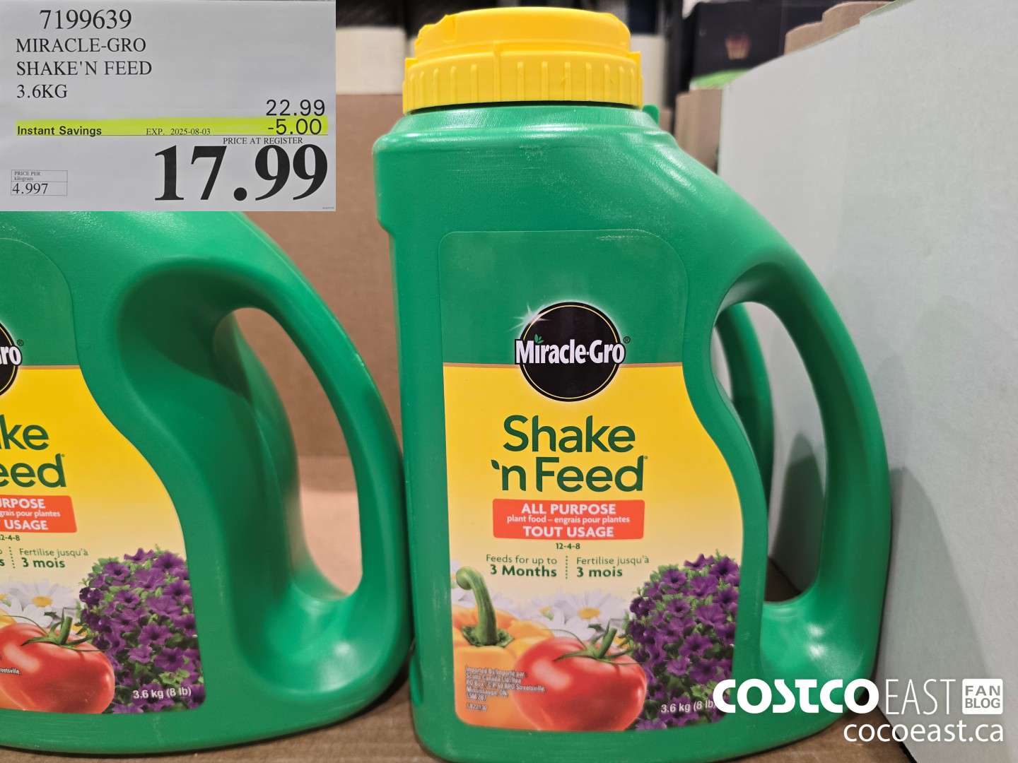 7199639 MIRACLE-GRO SHAKE'N FEED 3.6KG  ($5.00 INSTANT SAVINGS EXPIRES ON 2025-08-03) $17.99