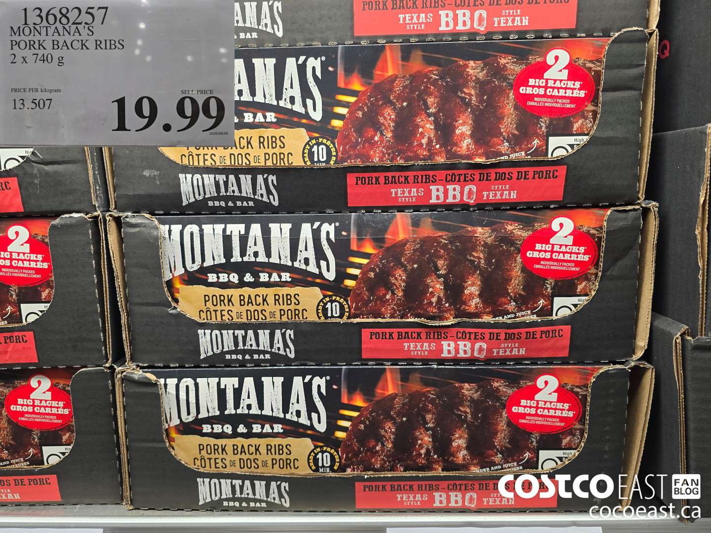 1368257 MONTANA'S PORK BACK RIBS 2 X 740 G $19.99