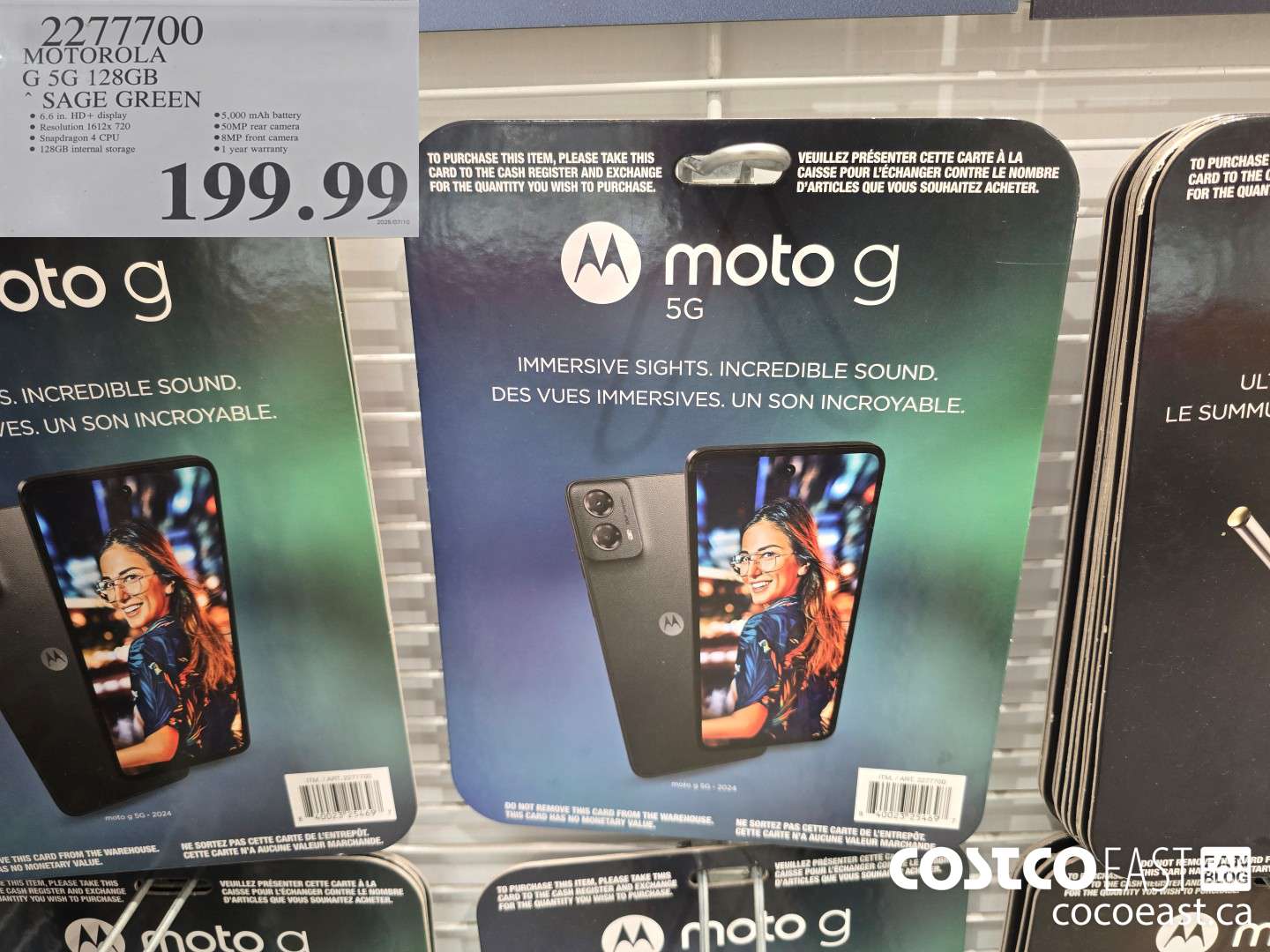 2277700 MOTOROLA G 5G 128GB SAGE GREEN $199.99