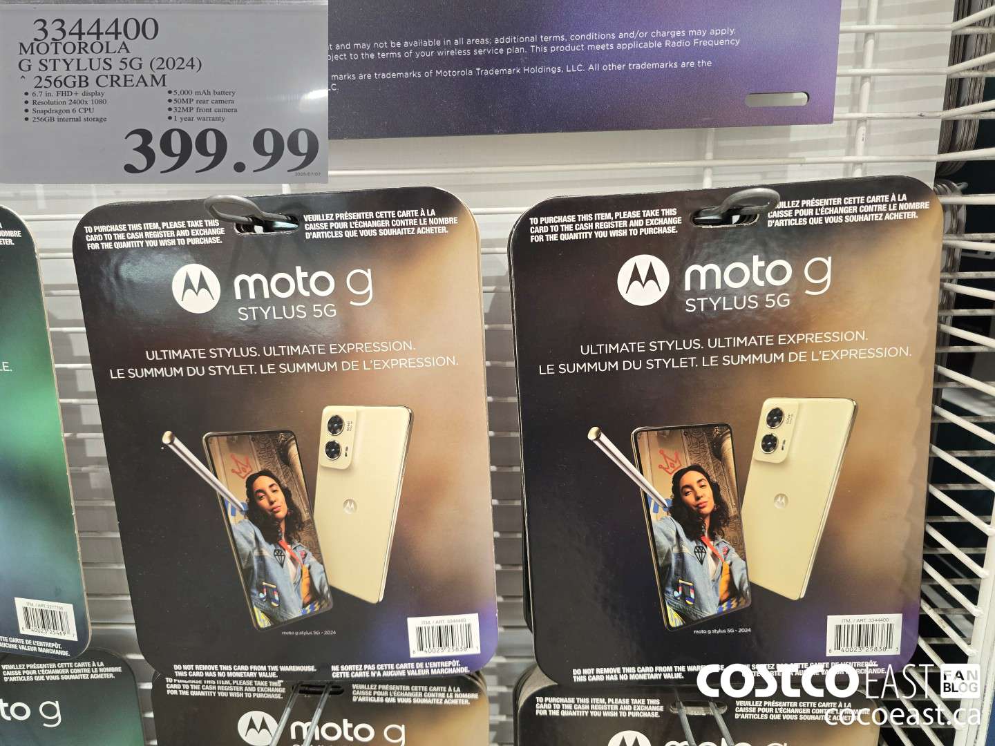 3344400 MOTOROLA G STYLUS 5G (2024) * 256GB CREAM $399.99