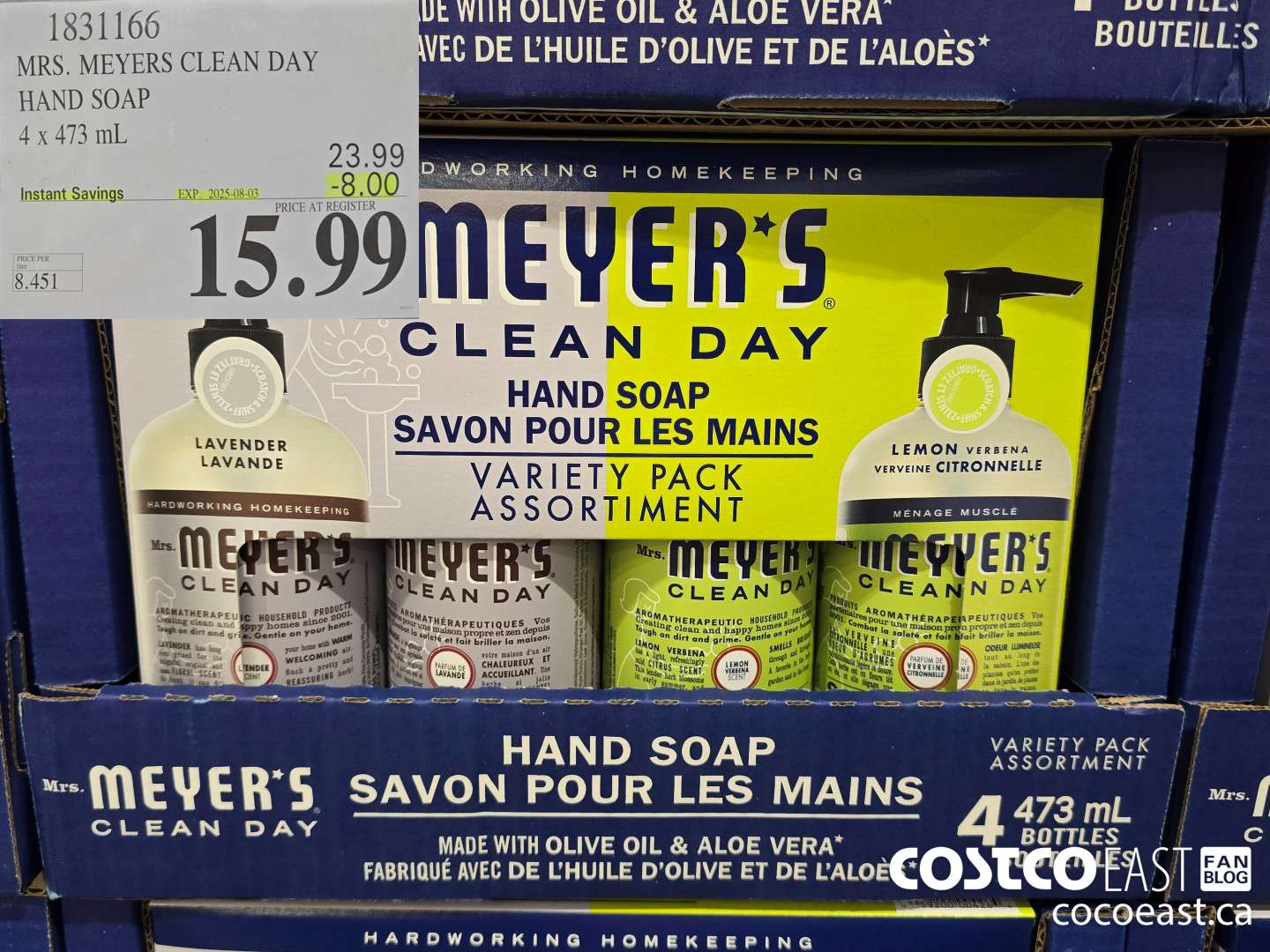 1831166 MRS. MEYERS CLEAN DAY HAND SOAP 4 x 473 mL ($8.00 INSTANT SAVINGS EXPIRES ON 2025-08-03) $15.99