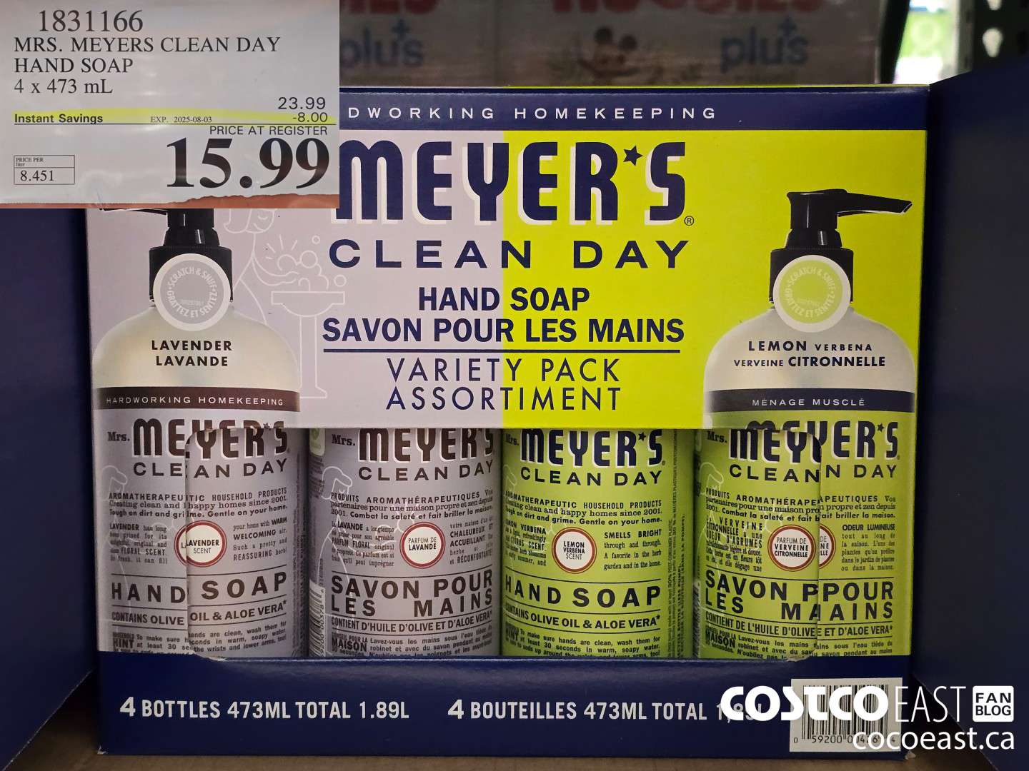 1831166 MRS. MEYERS CLEAN DAY HAND SOAP 4 x 473 mL ($8.00 INSTANT SAVINGS EXPIRES ON 2025-08-03) $15.99