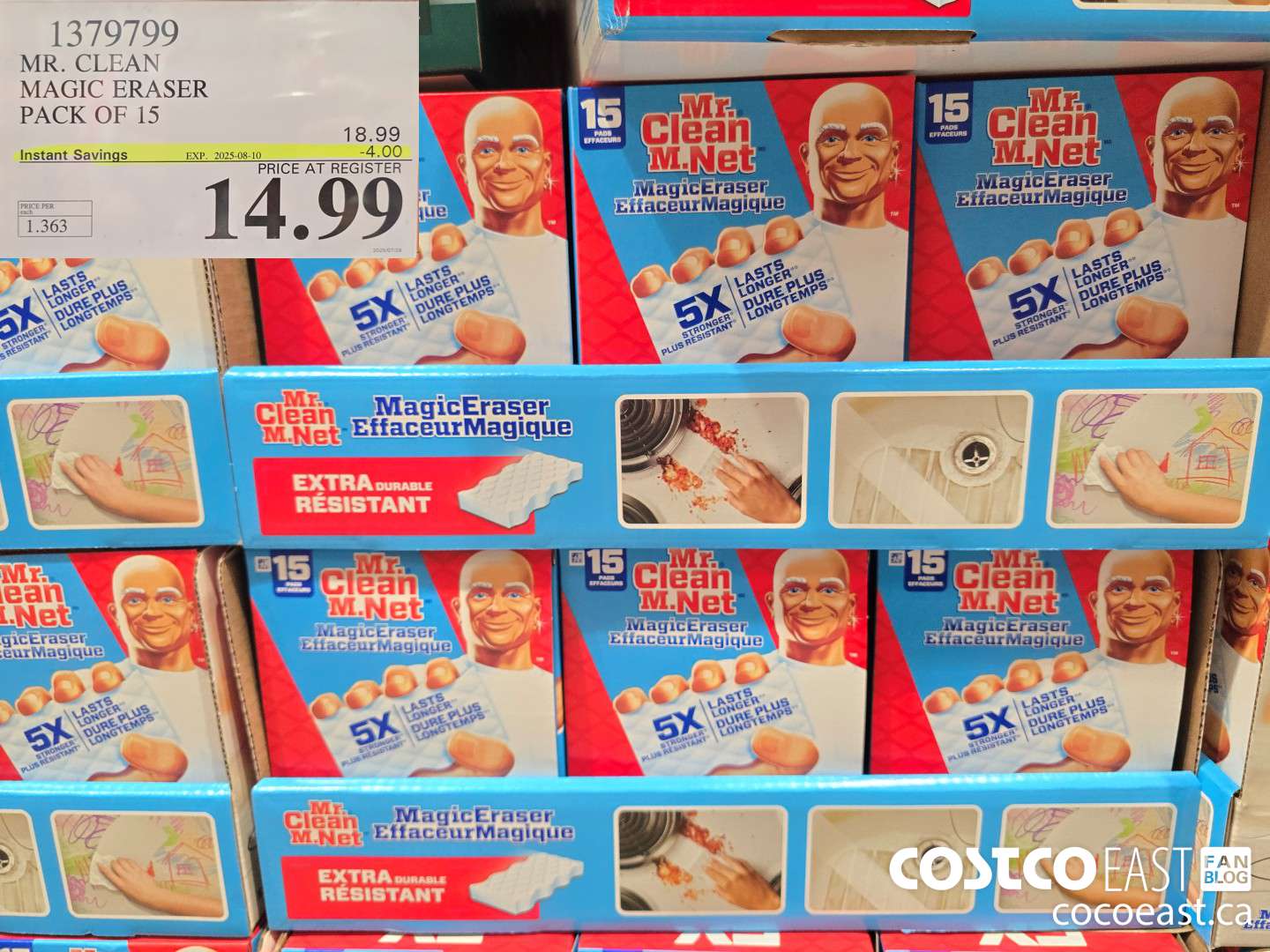 1379799 MR. CLEAN MAGIC ERASER PACK OF 15 ($4.00 INSTANT SAVINGS EXPIRES ON 2025-08-10) $14.99