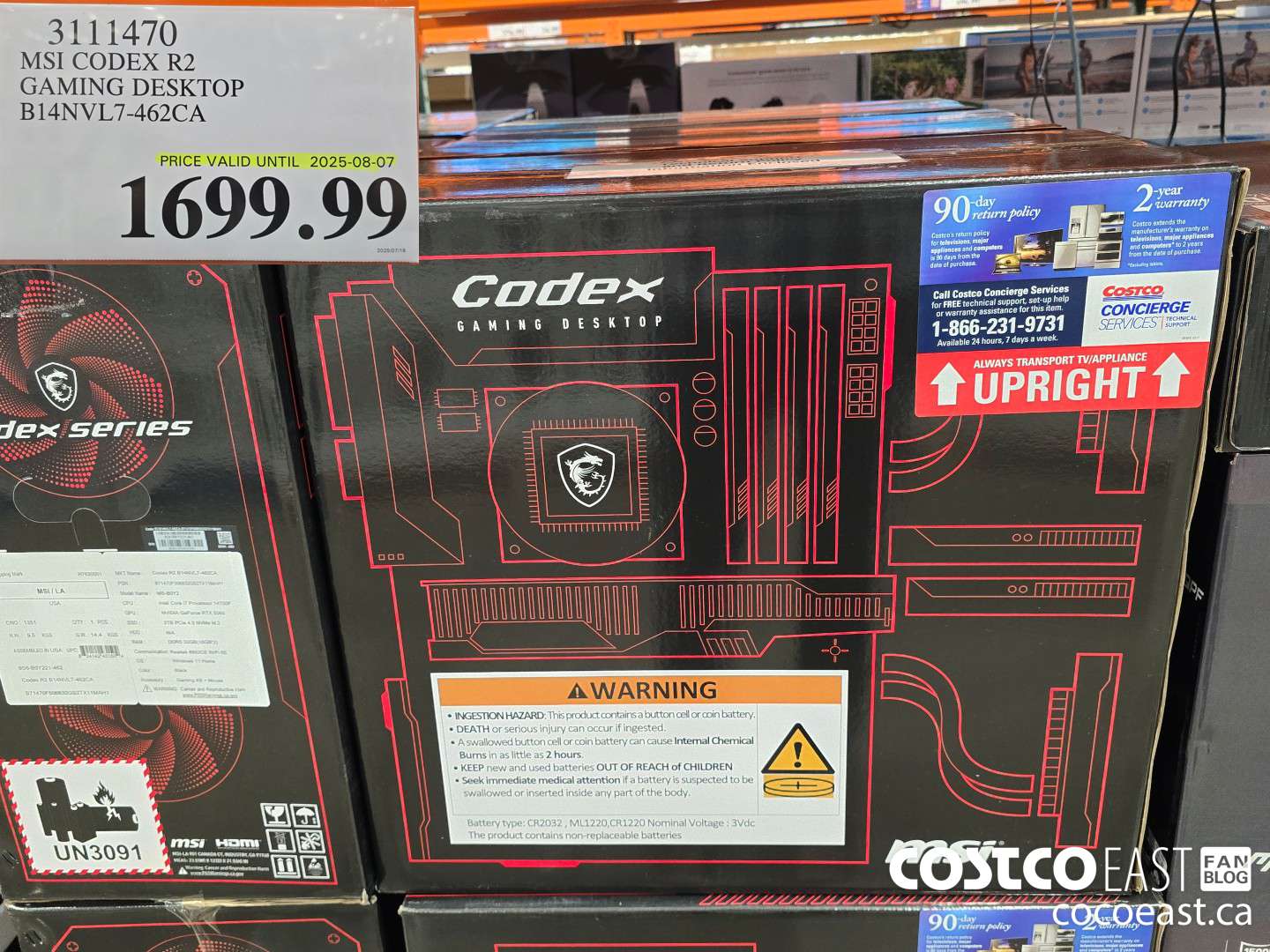 3111470 MSI CODEX R2 GAMING DESKTOP B14NVL7-462CA $1699.99