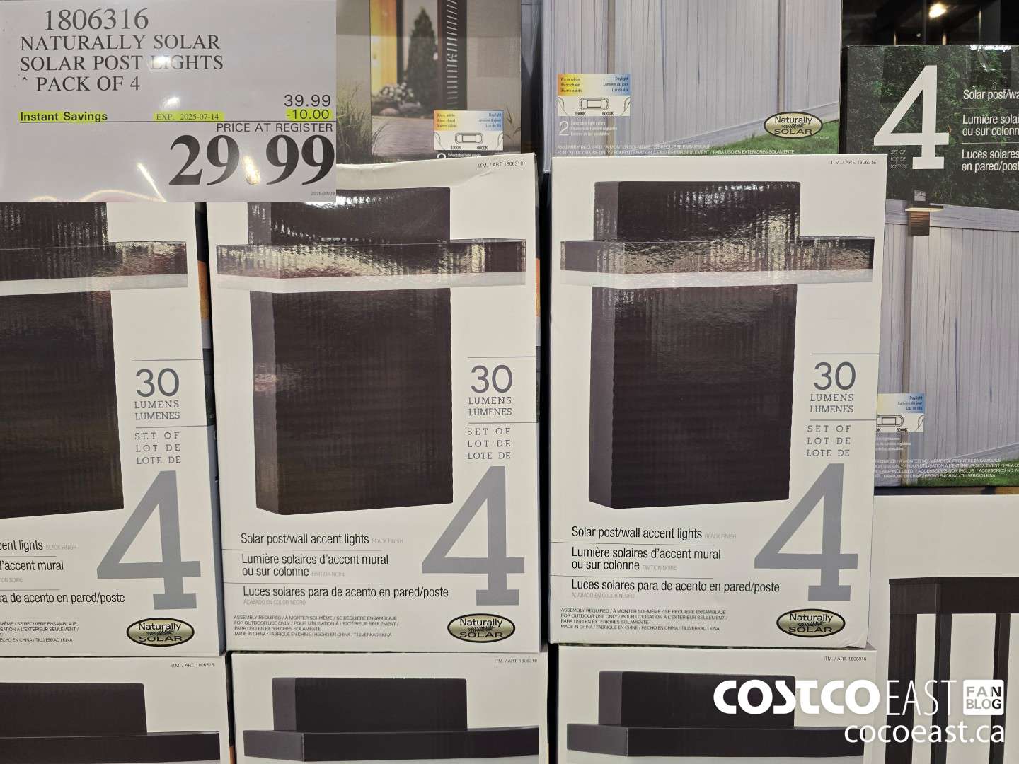1806316 NATURALLY SOLAR SOLAR POST LIGHTS ~ PACK OF 4 ($10.00 INSTANT SAVINGS EXPIRES ON 2025-07-14) $39.99