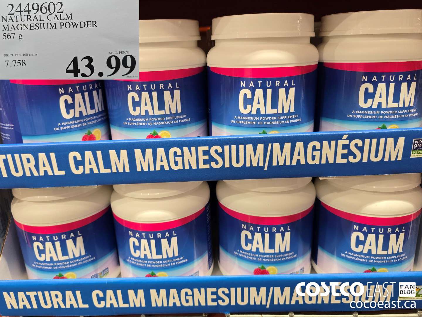 2449602 NATURAL CALM MAGNESIUM POWDER 567 G $43.99