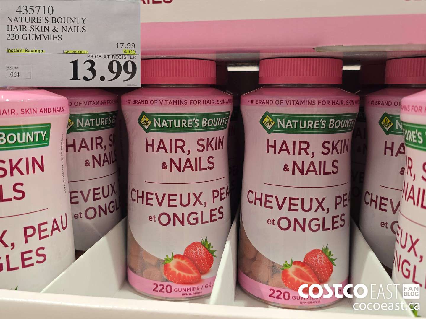 435710 NATURE'S BOUNTY HAIR SKIN & NAILS 220 GUMMIES ($4.00 INSTANT SAVINGS EXPIRES ON 2025-07-06) $13.99