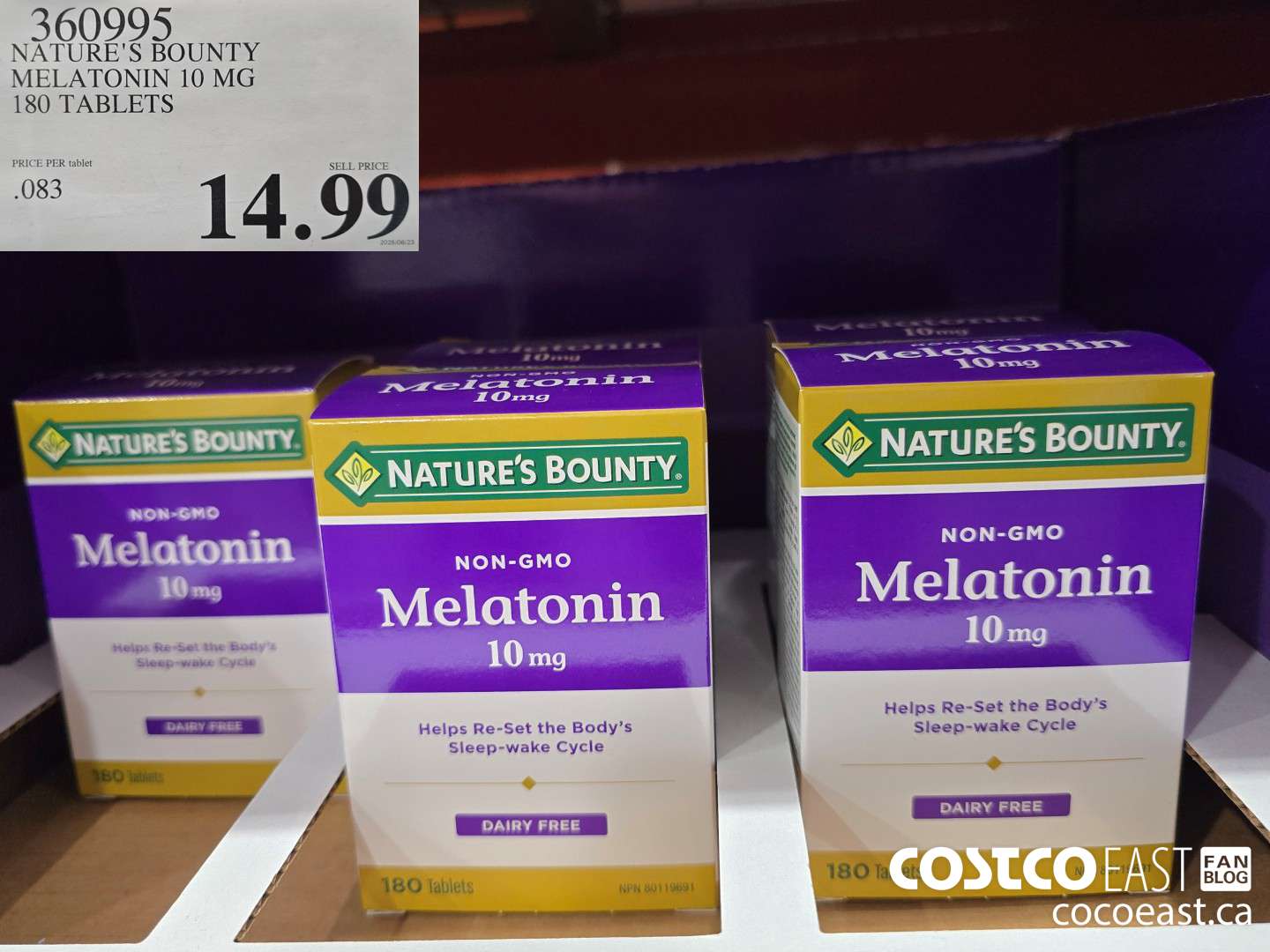 360995 NATURE'S BOUNTY MELATONIN 10 MG 180 TABLETS $14.99
