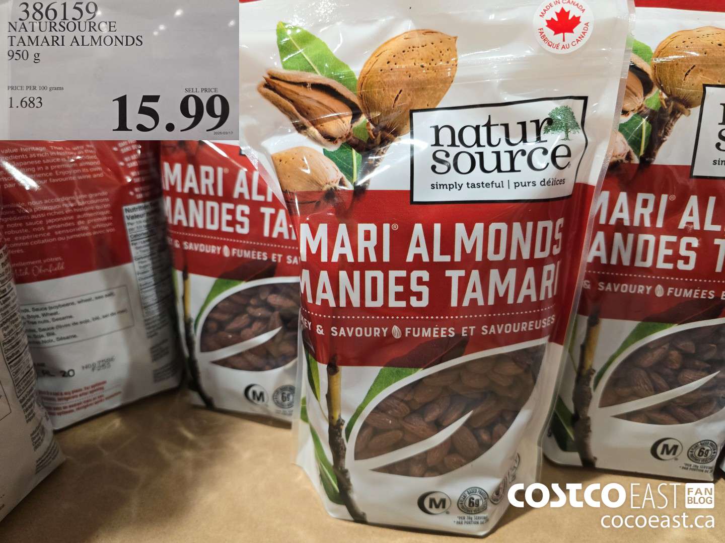 386159 NATURSOURCE TAMARI ALMONDS 950 G $15.99
